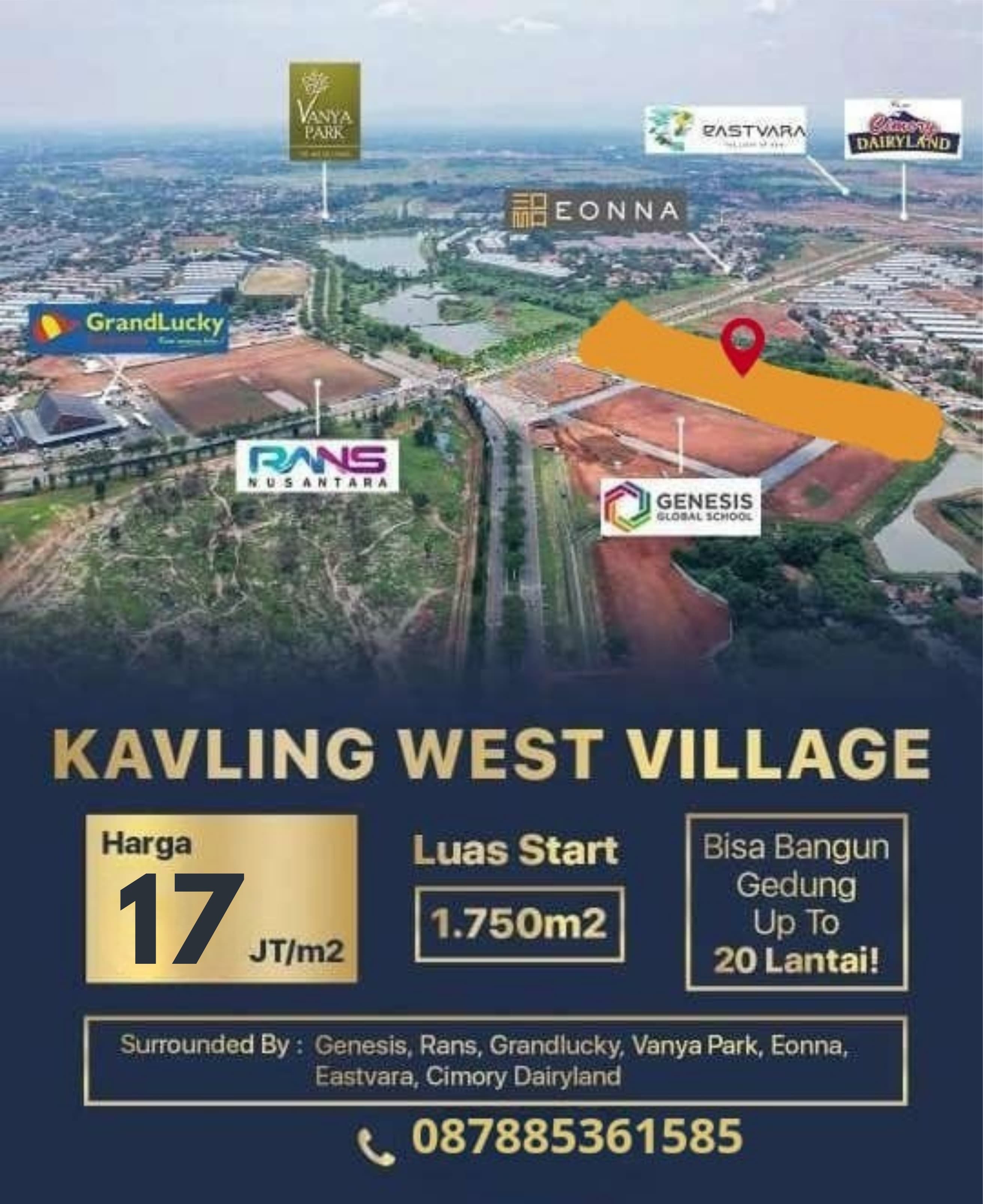 Dijual Kavling Komersial West Village,Jl BSD Raya Pusat,BSD City