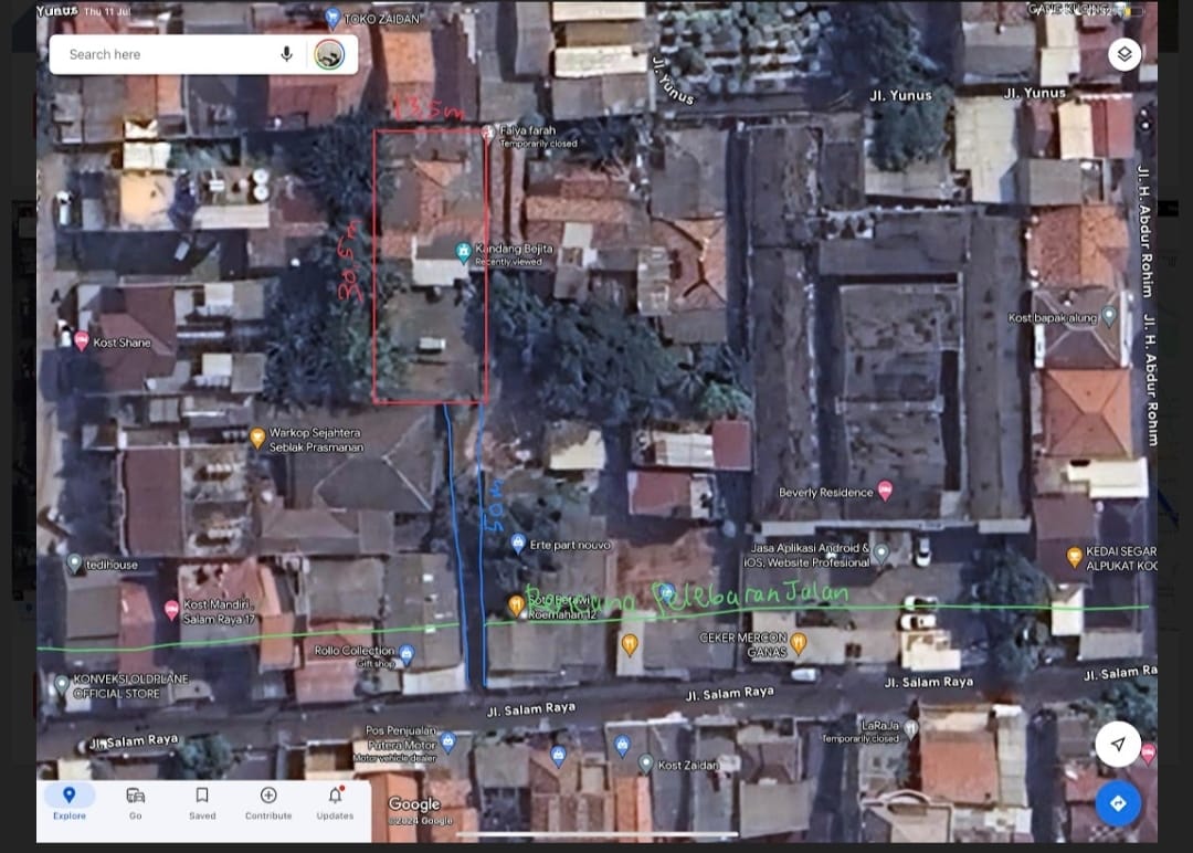 Dijual Tanah di Jl. Salam Raya, Kemanggisan, Jakarta Barat