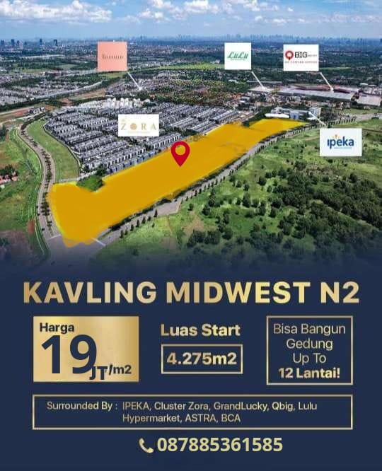 Dijual Kavling Komersial BSD City, Kavling Midwest N2, Tangerang