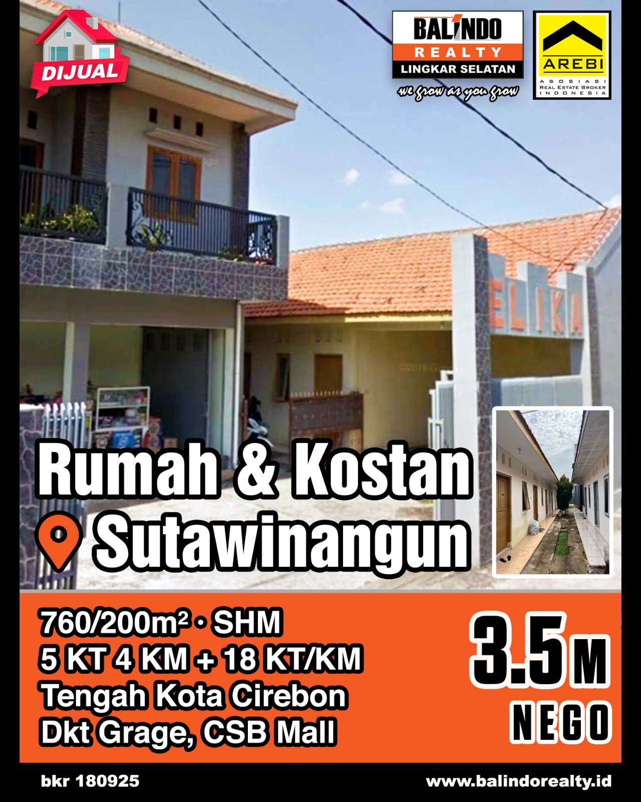 Dijual Rukost Tengah Kota Cirebon Dekat CSB Mall di Sutawinangun