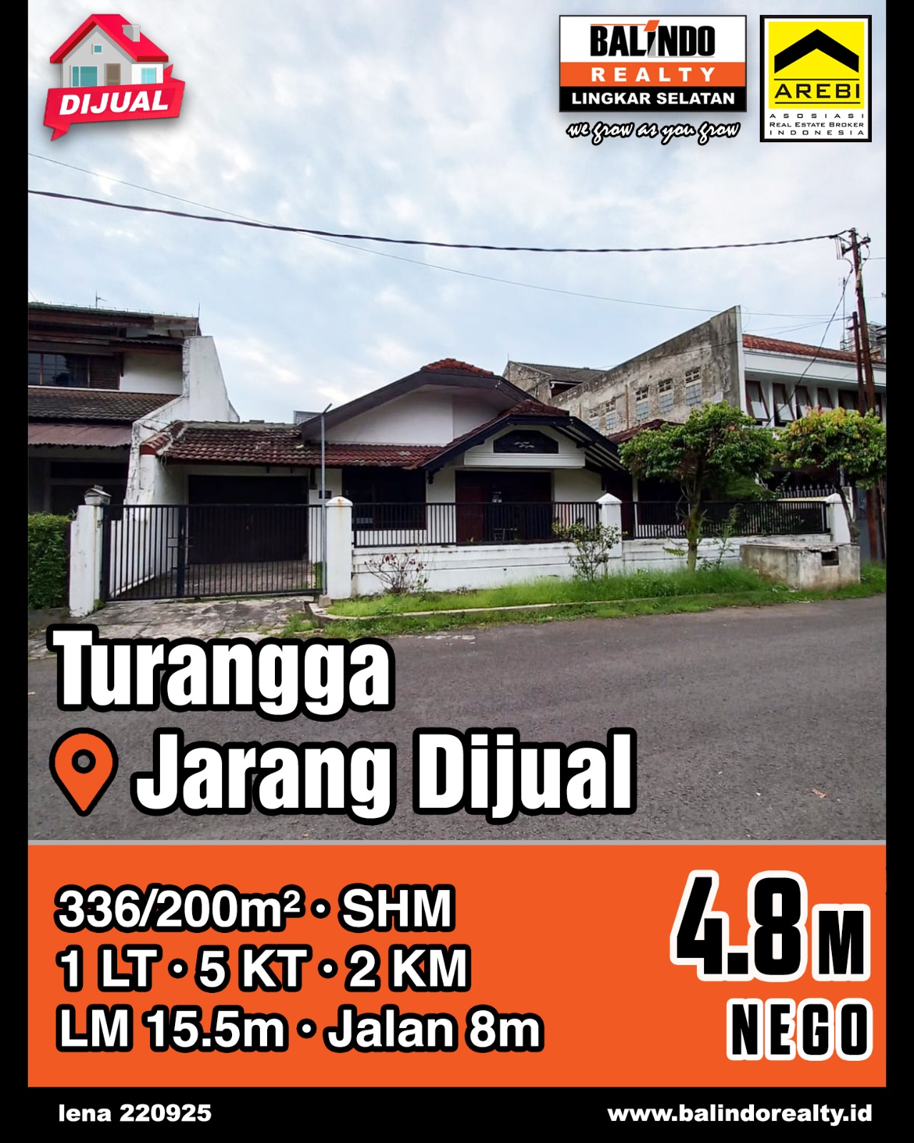 Dijual Rumah 1 Lantai Nyaman di Turangga