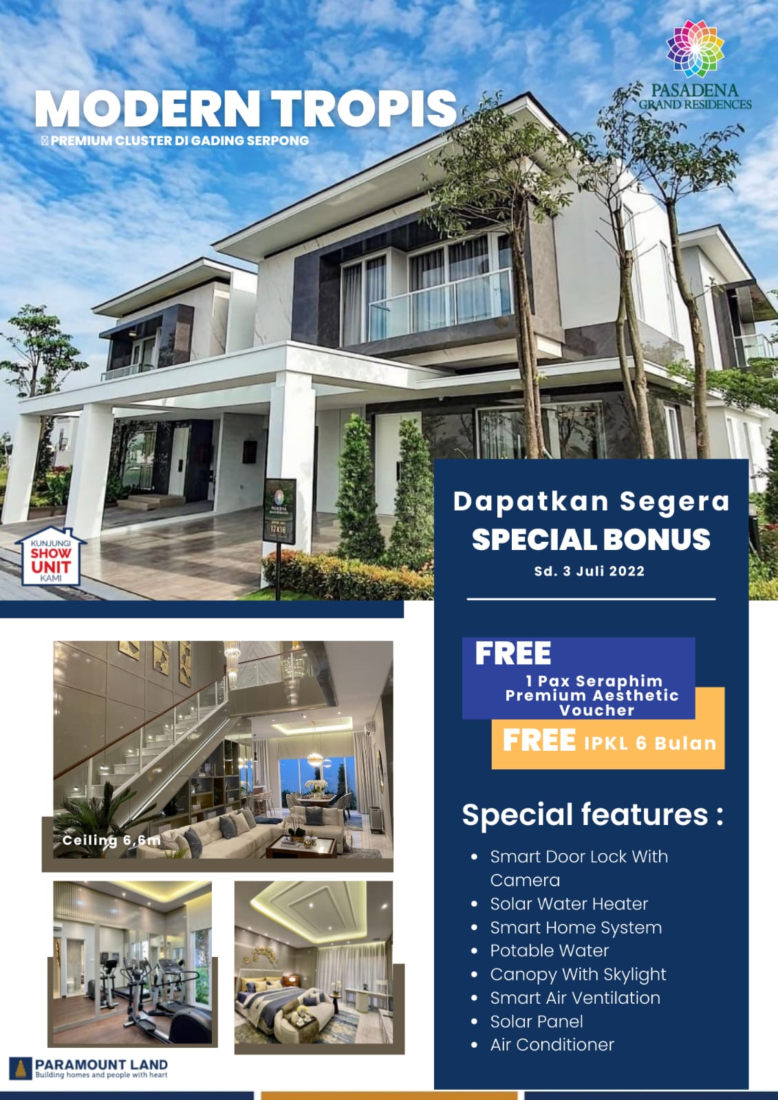 Dijual Rumah di PASADENA GRAND RESIDENCE MODERN TROPIS,Tangerang