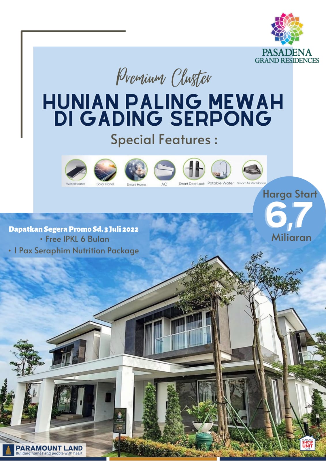 Dijual Rumah di PASADENA GRAND RESIDENCE MODERN TROPIS,Tangerang