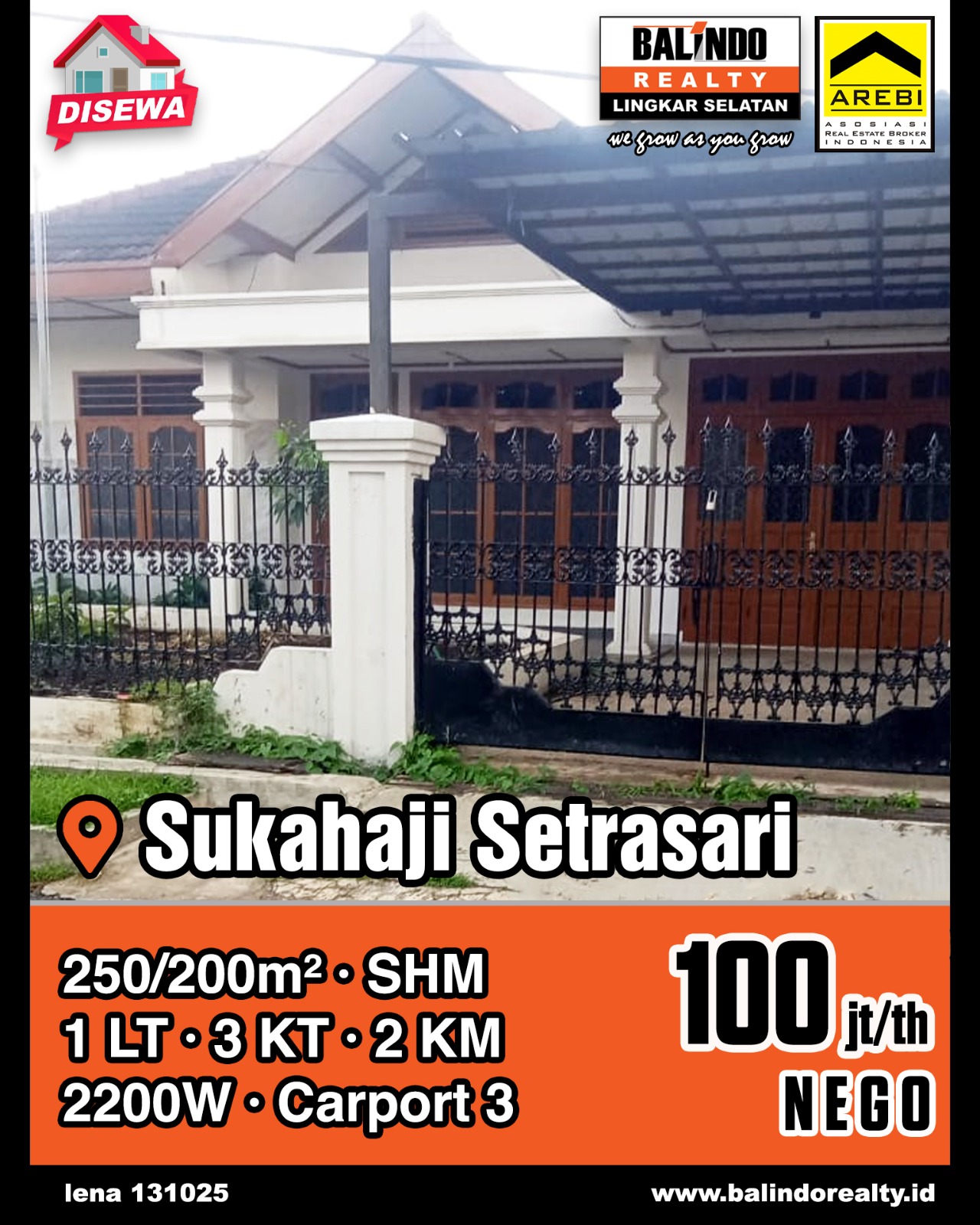 Disewakan Rumah Strategis Tengah Kota di Sukahaji Setrasari