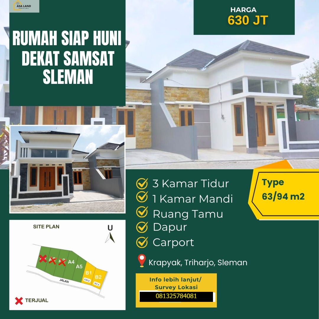 Rumah Murah Sleman dekat SAMSAT Sleman