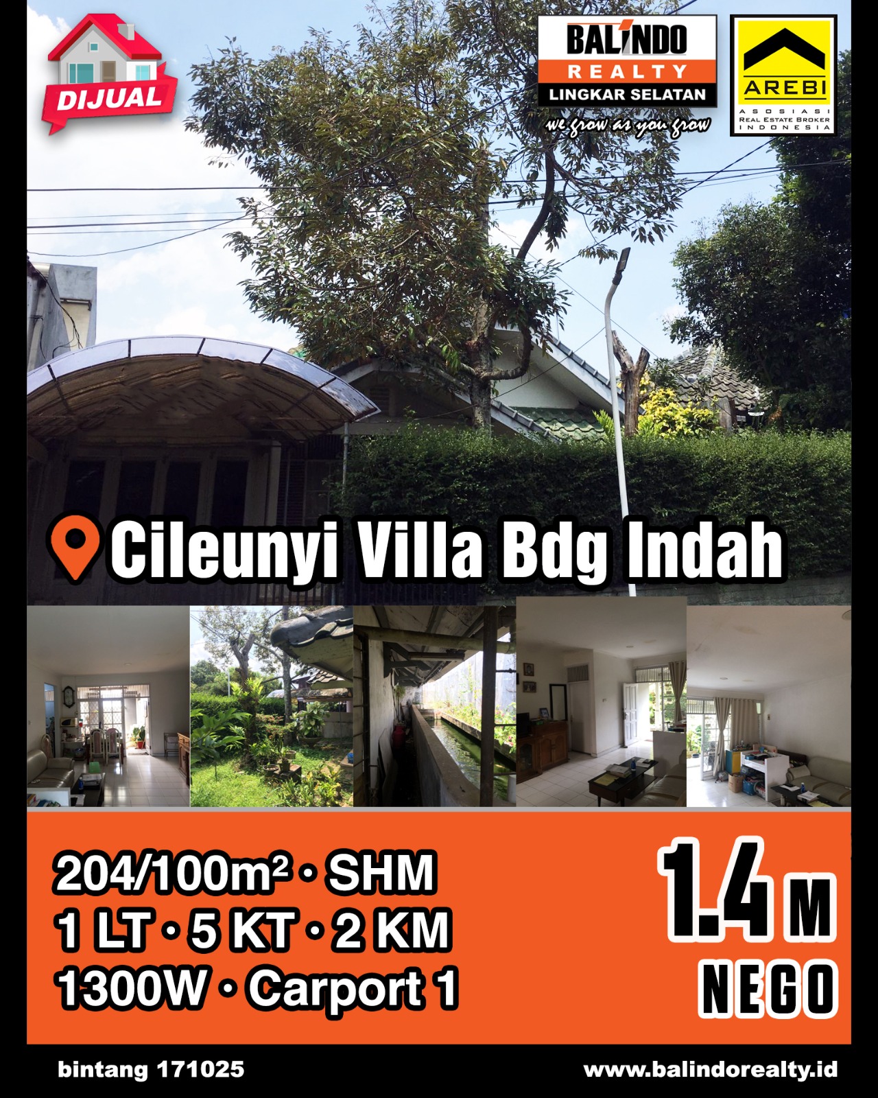 Dijual Rumah Nyaman 1 Lantai di Cileunyi Villa Bandung Indah
