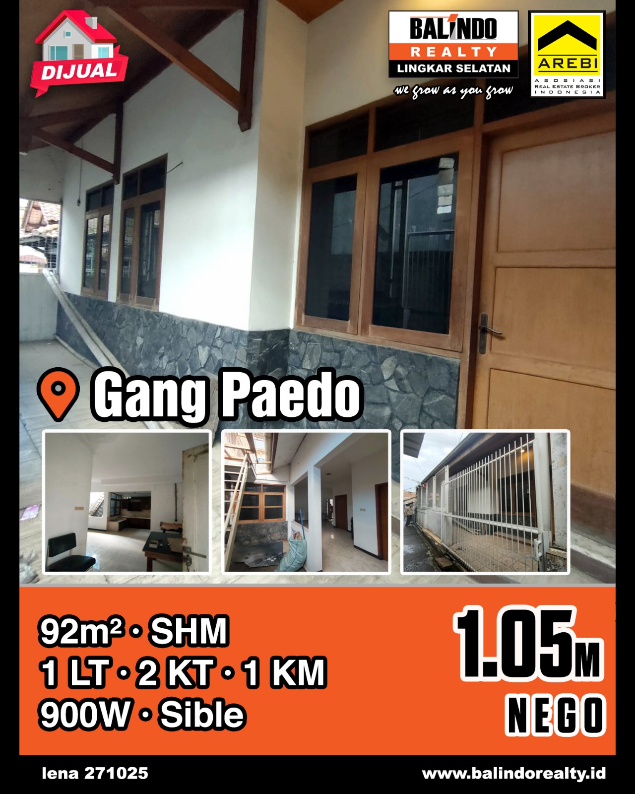 Dijual Rumah 1 Lantai Lokasi Strategis di Gang Paedo