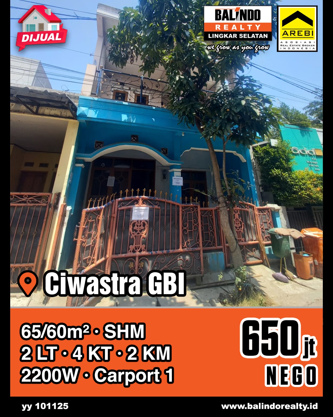 Dijual Rumah 2 Lantai Strategis Tengah Kota di Ciwastra GBI