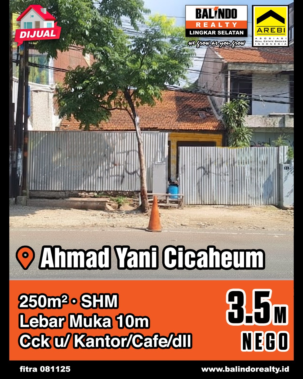 Dijual Tanah Cocok Untuk Kantor, Cafe Dll di Ahmad Yani Cicaheum