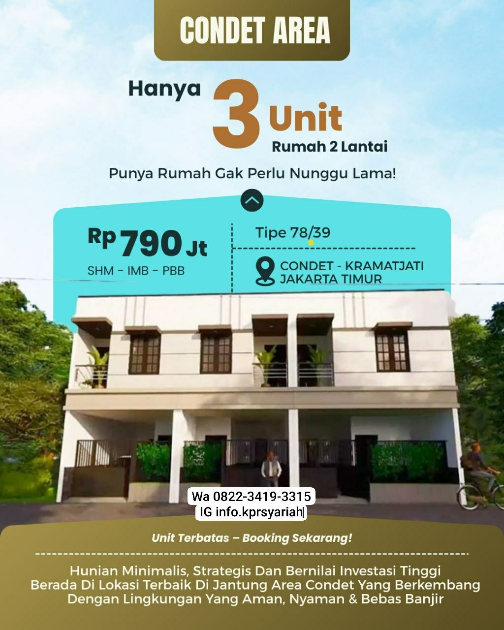 Hunian minimalis strategis area Condet Kramatjati Jakarta Timur