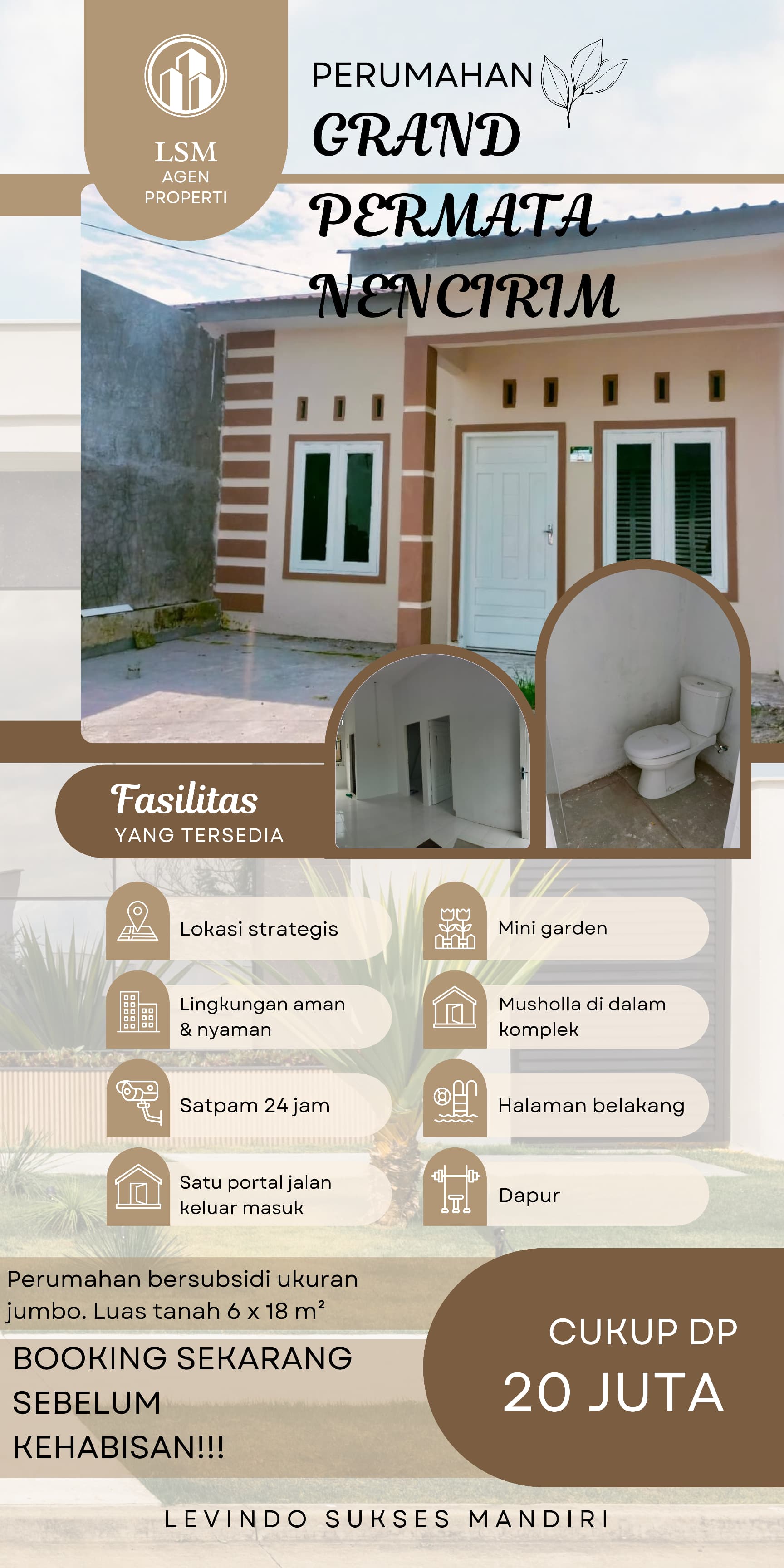 Rumah subsidi dengan kavling luas di sei mencirim