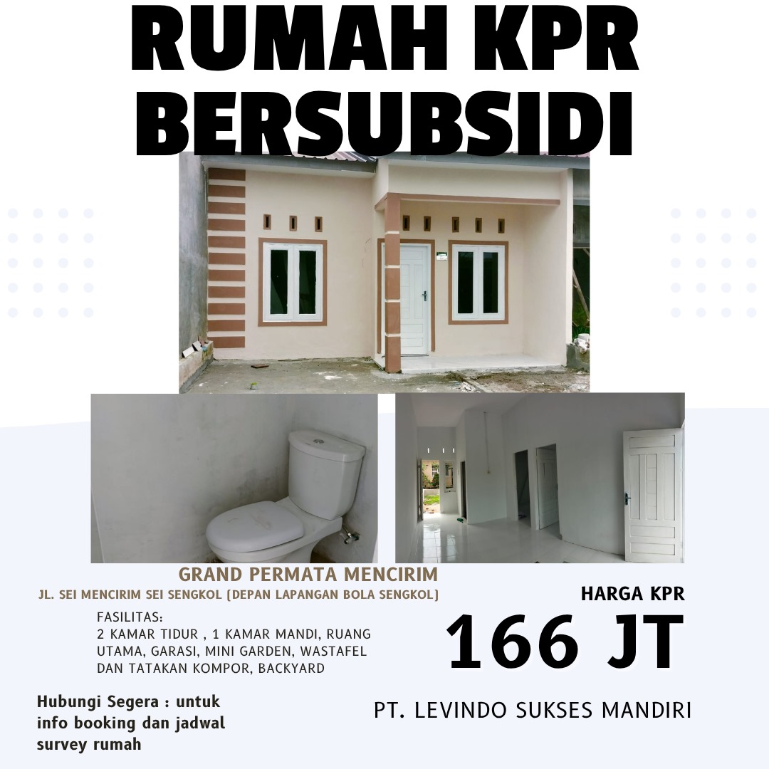 Rumah subsidi dengan kavling luas di sei mencirim