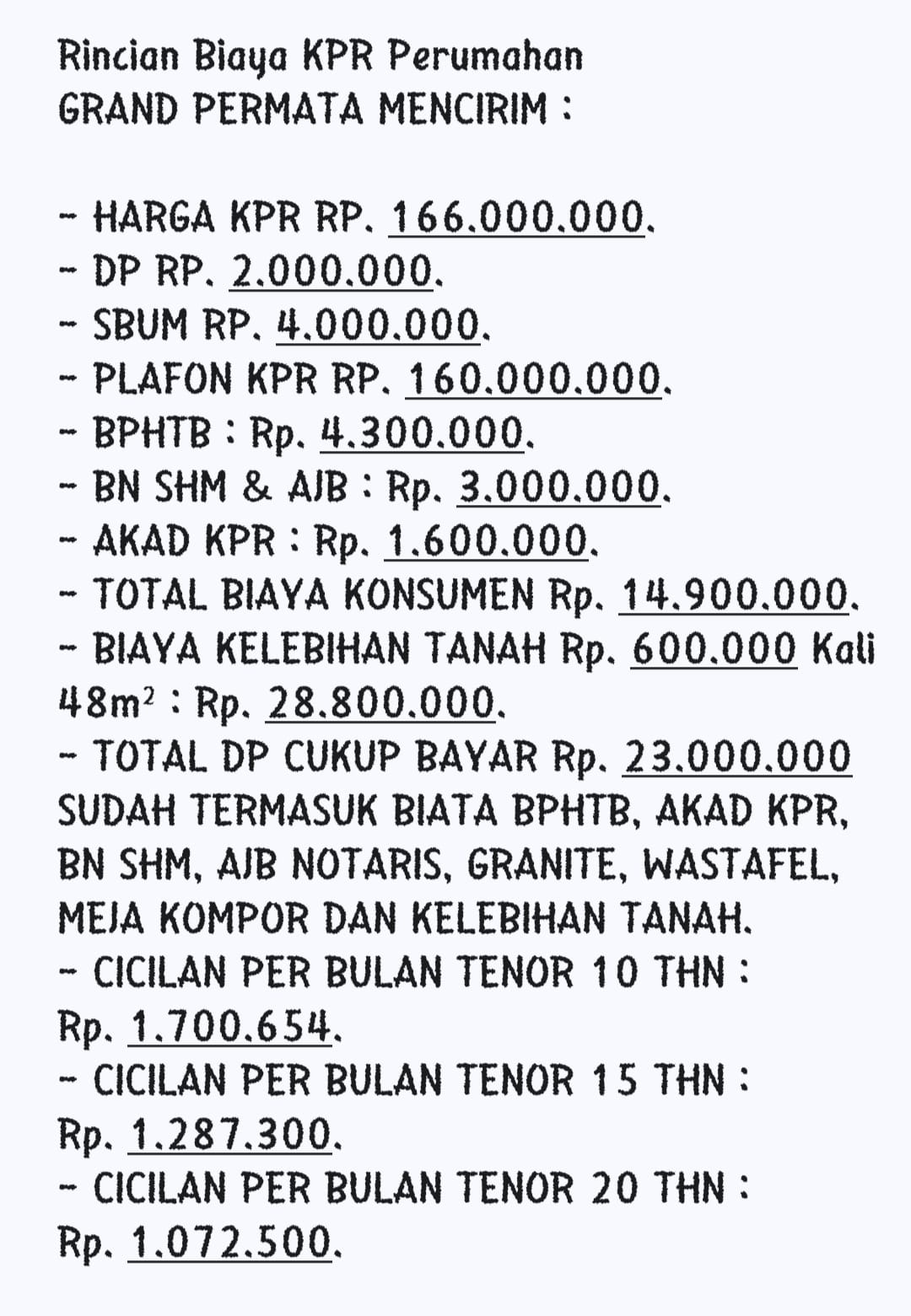 Rumah subsidi dengan kavling luas di sei mencirim