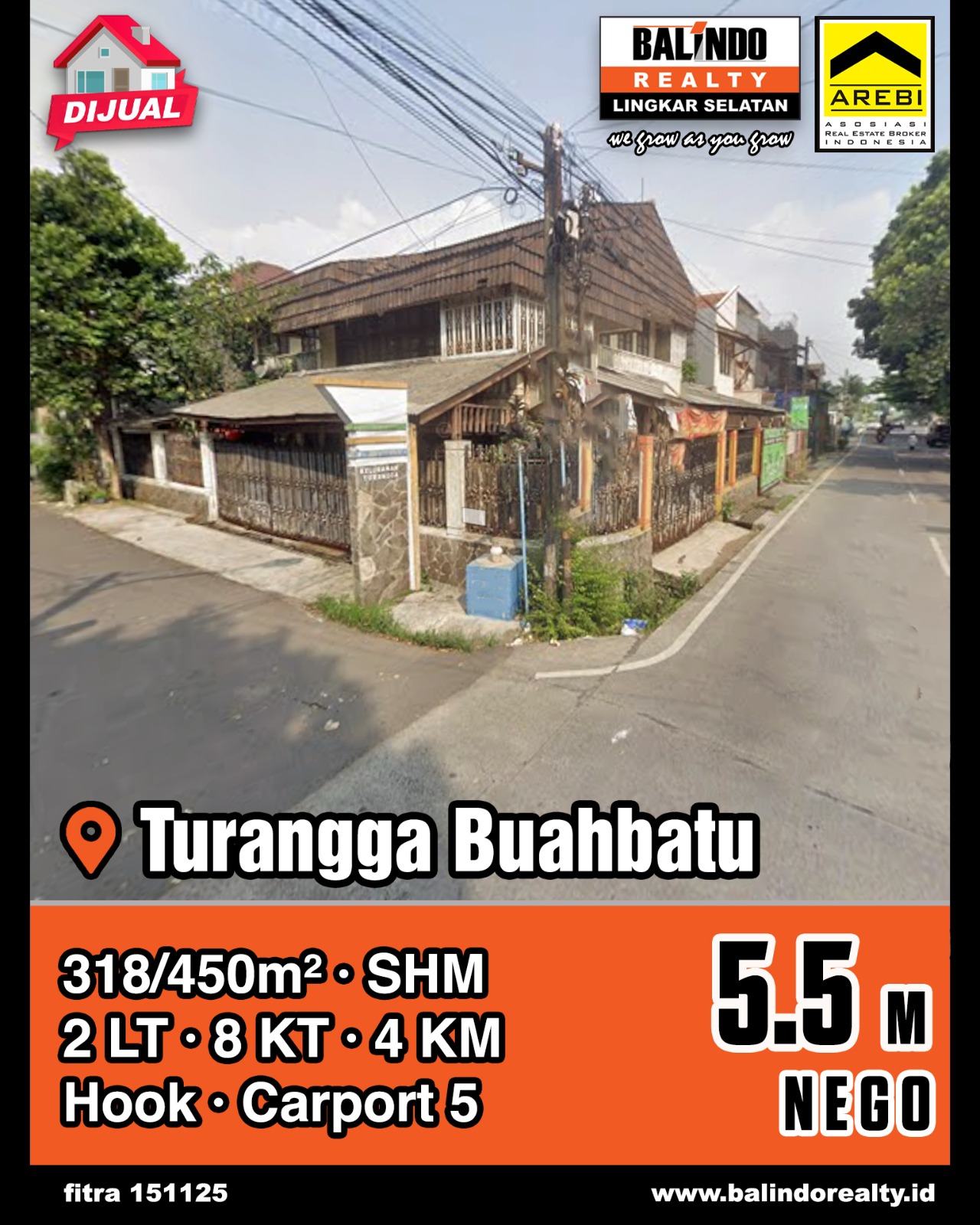 Dijual Rumah 2 Lantai Strategis Tengah Kota di Turangga Buahbatu