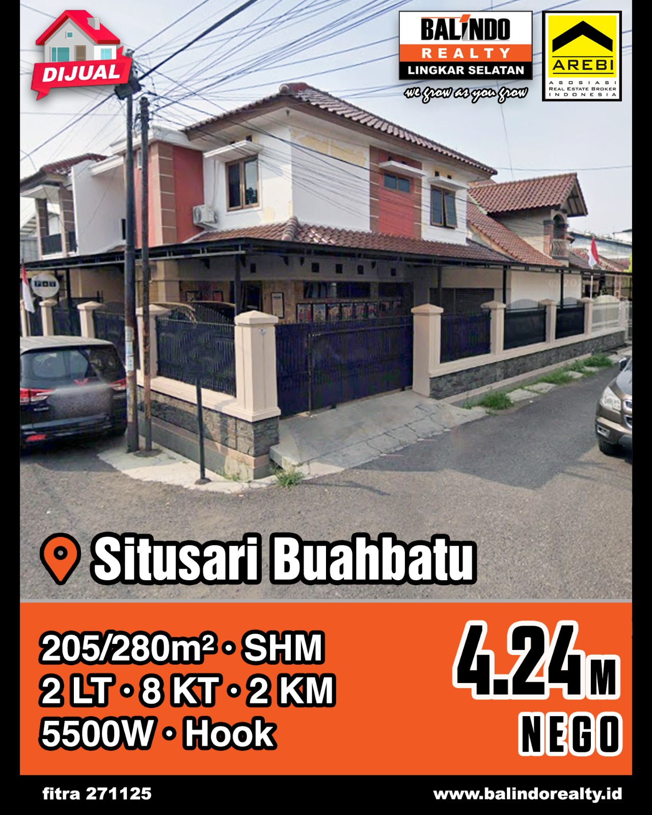 Dijual Rumah 2 Lantai Posisi Hook di Situsari Buahbatu