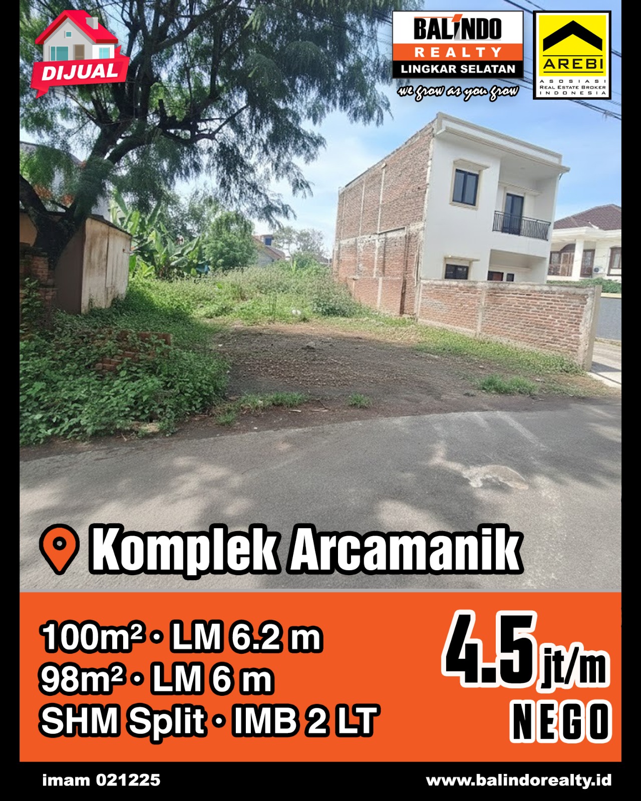 Dijual Tanah Lokasi Strategis di Komplek Arcamanik