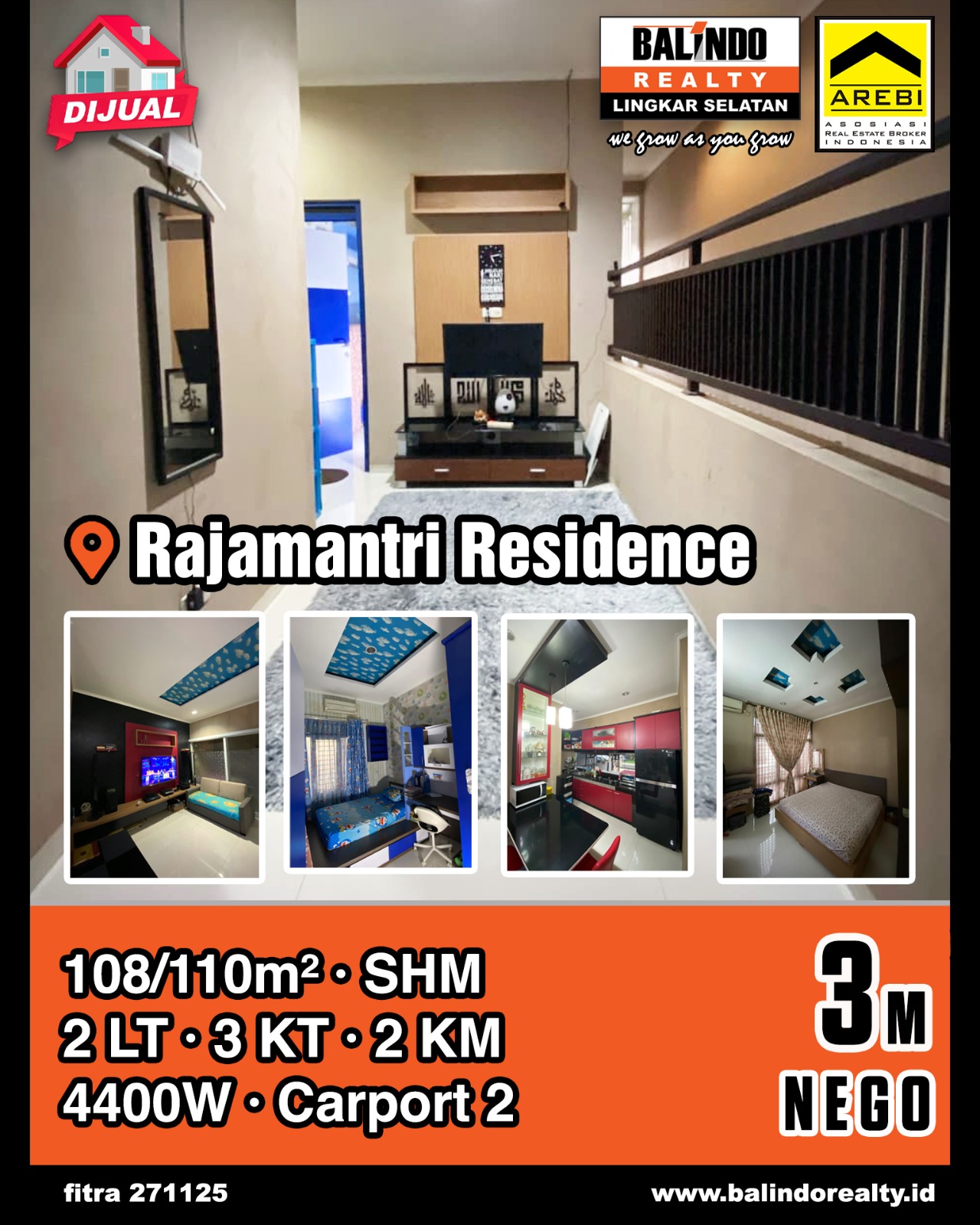 Dijual Rumah Bagus dan Nyaman di Rajamantri Residence