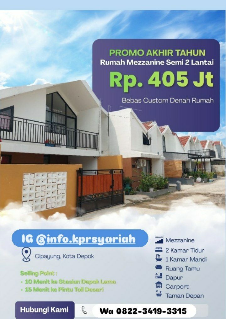 Rumah mezzanin semi 2 lantai Cipayung Depok
