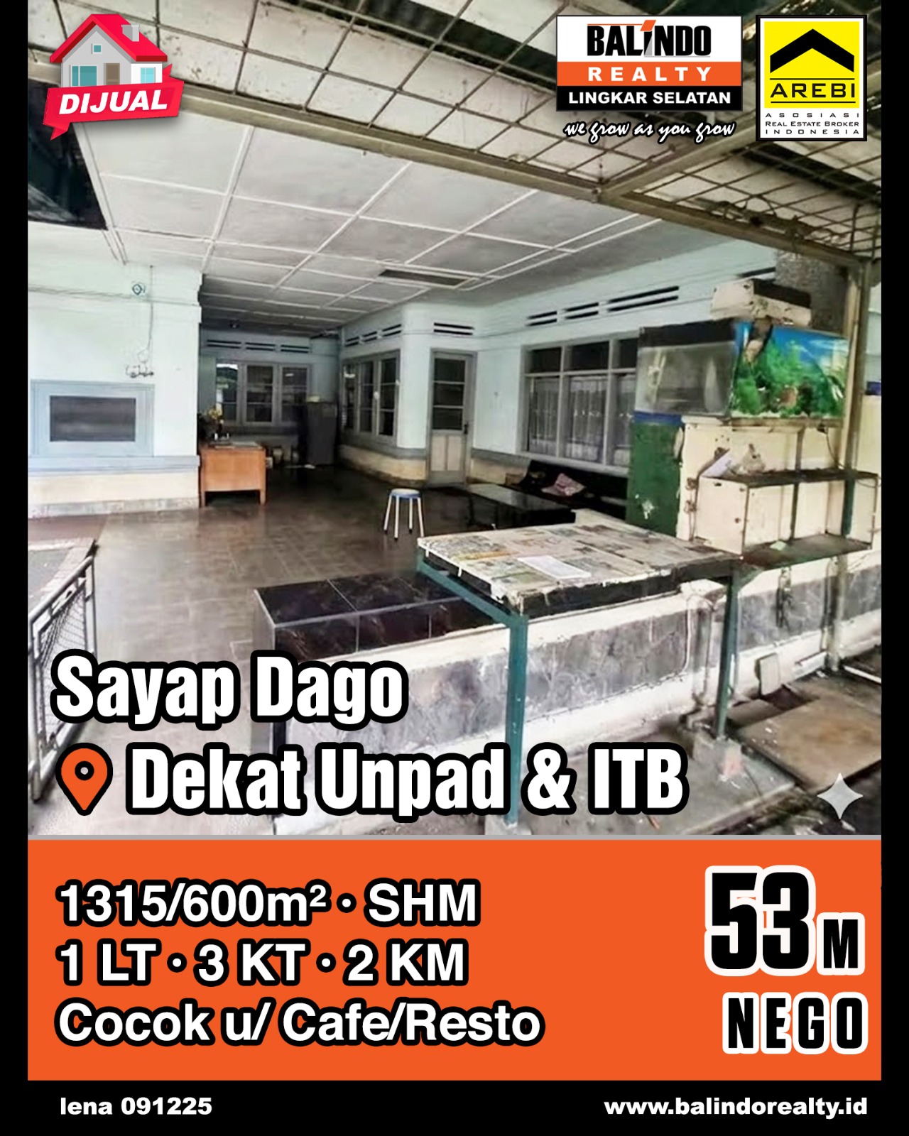 Dijual Rumah Cocok Untuk Cafe/Resto di Sayap Dago