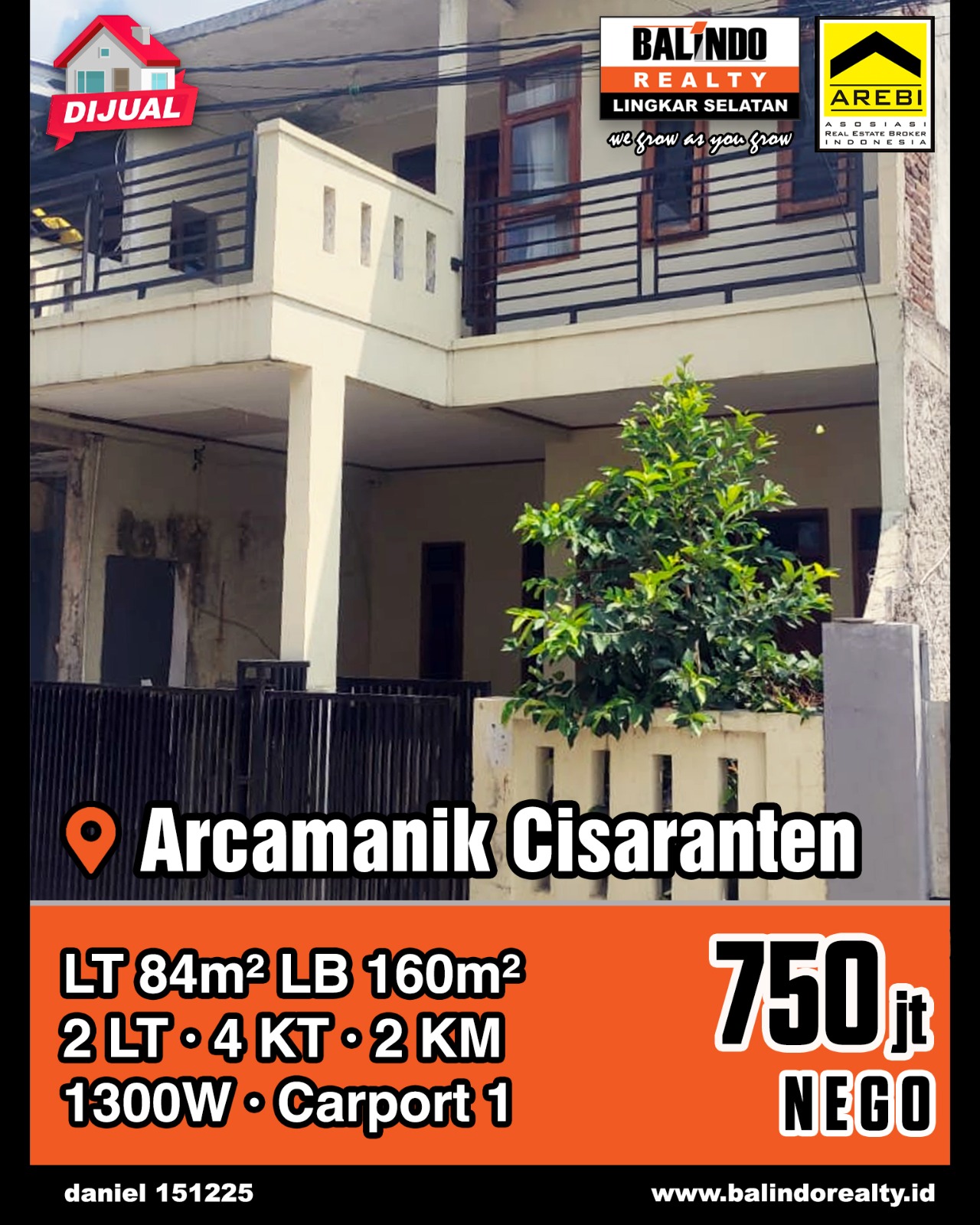 Dijual Rumah Nyaman 2 Lantai di Arcamanik Cisaranten