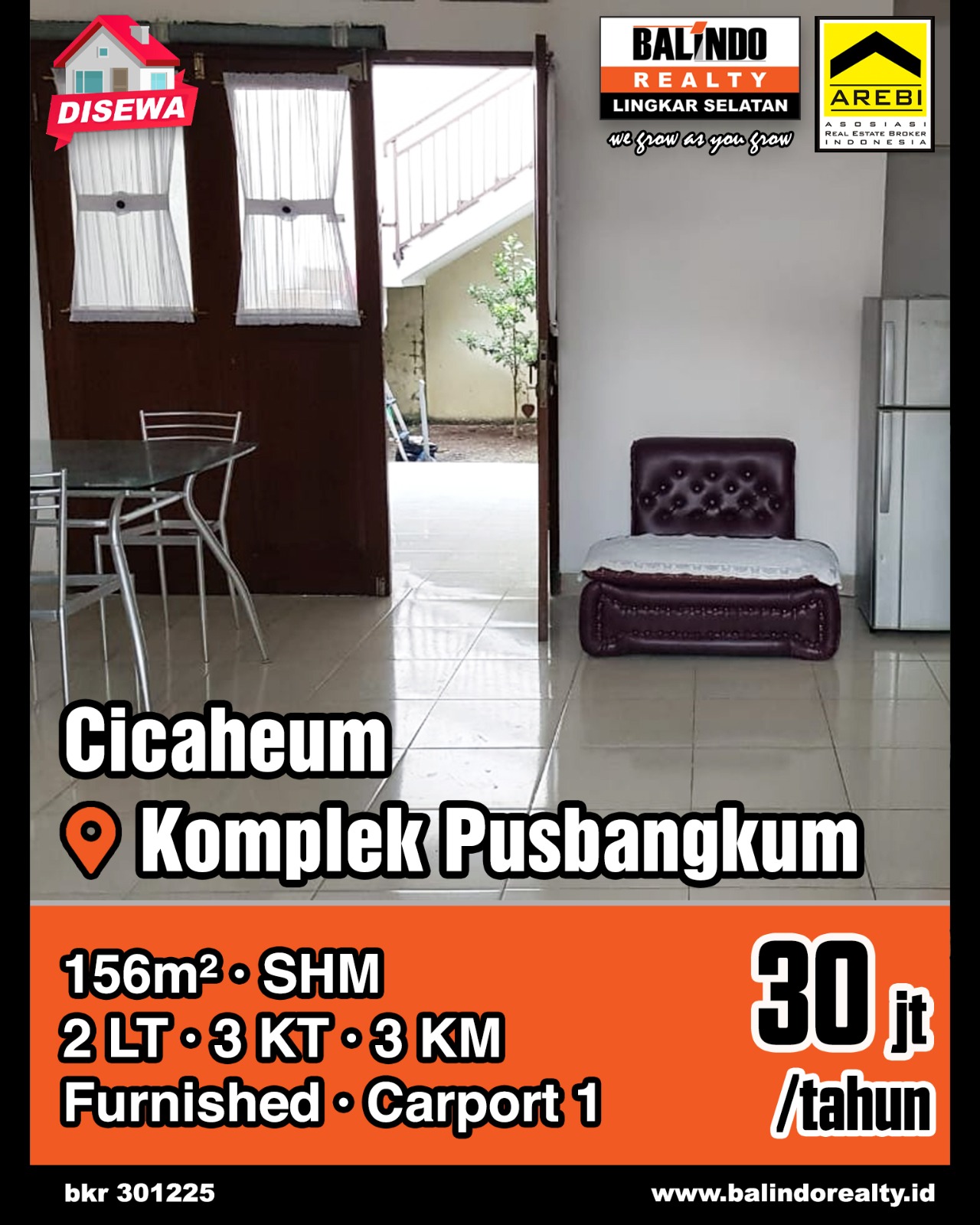 Disewakan Rumah 2 Lantai Bagus dan Nyaman di Komplek Pusbangkum