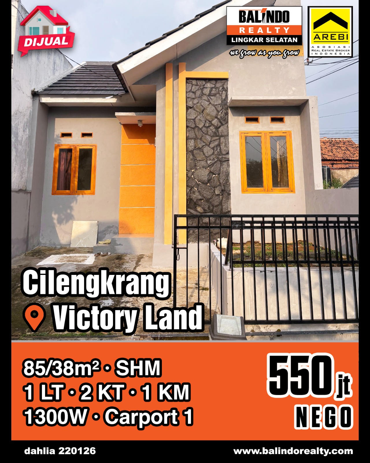 Dijual Rumah Bagus 1 Lantai di Cilengkrang Victory Land