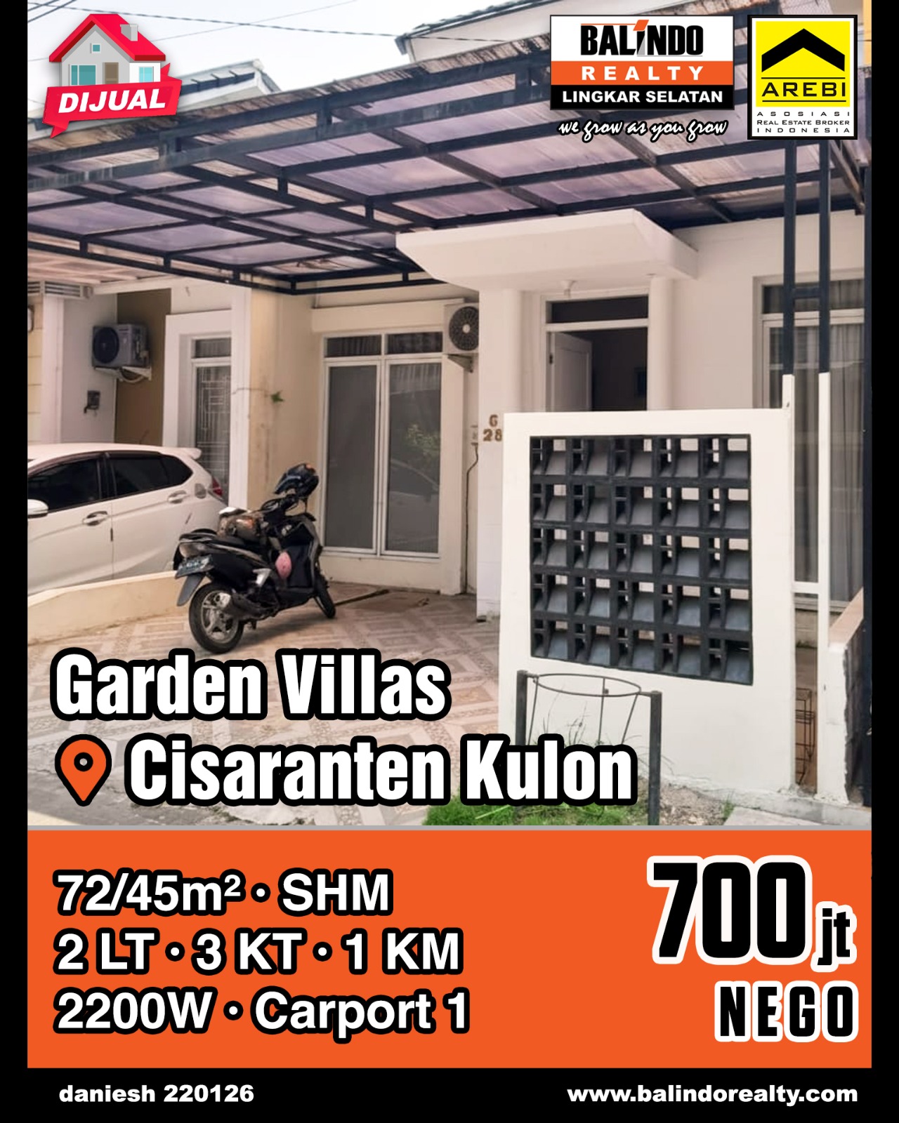 Dijual Rumah Nyaman di Garden Villas Cisaranten Kulon