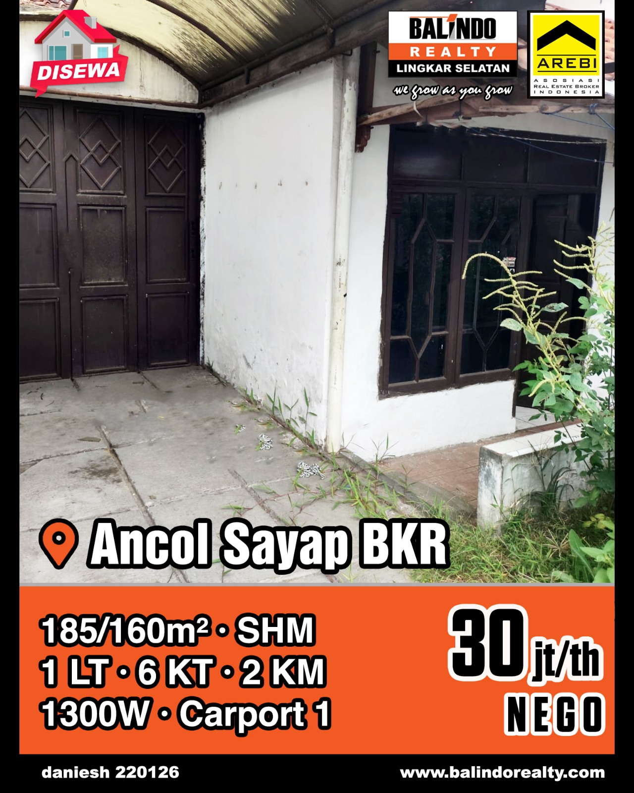 Disewakan Rumah Strategis Tengah Kota di Ancol Sayap BKR