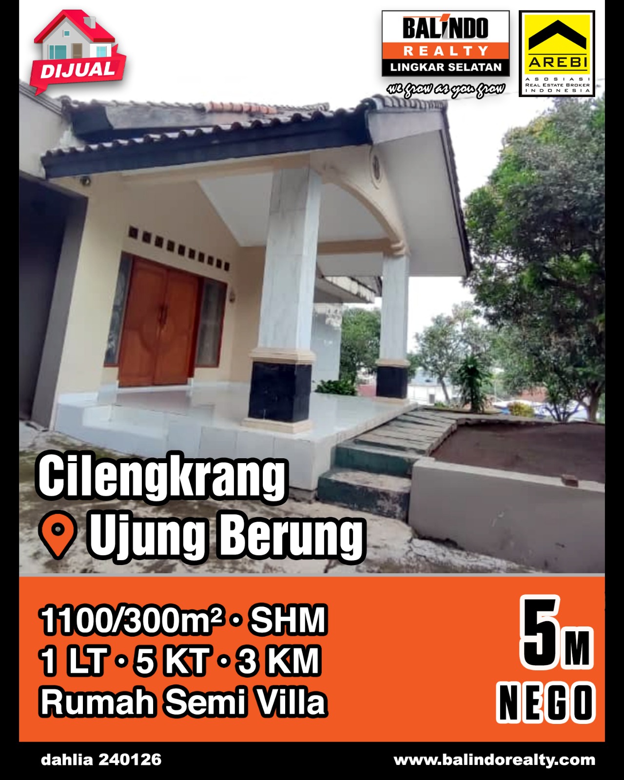 Dijual Rumah Semi Villa di Cilengkrang Ujung Berung