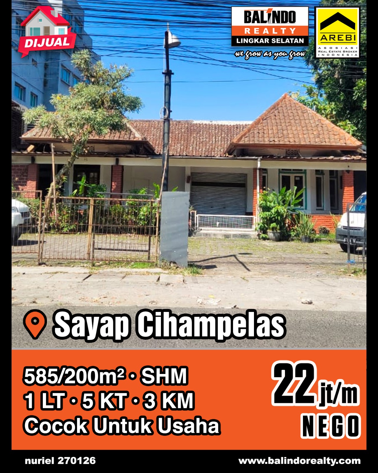 Dijual Rumah Cocok Untuk Usaha di Sayap Cihampelas