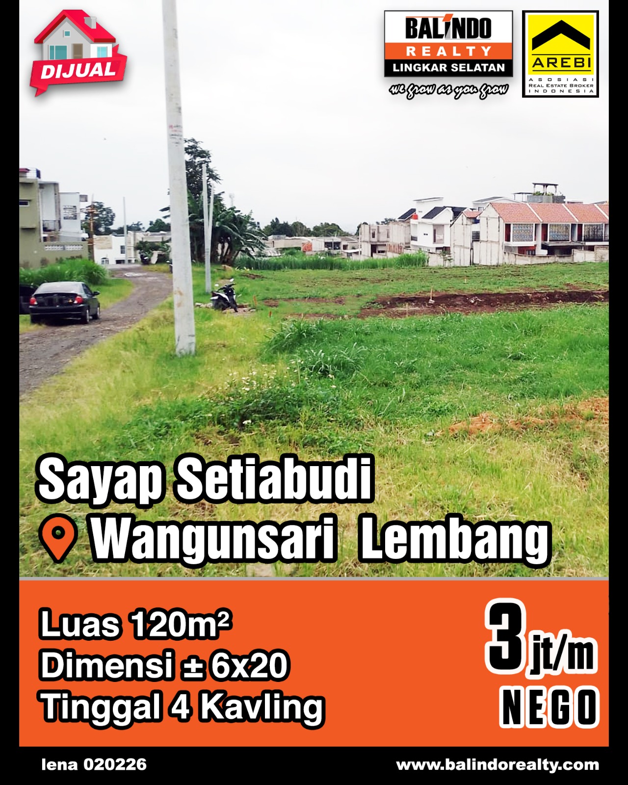 Dijual Tanah Tinggal 4 Kavling di Sayap Setiabudi