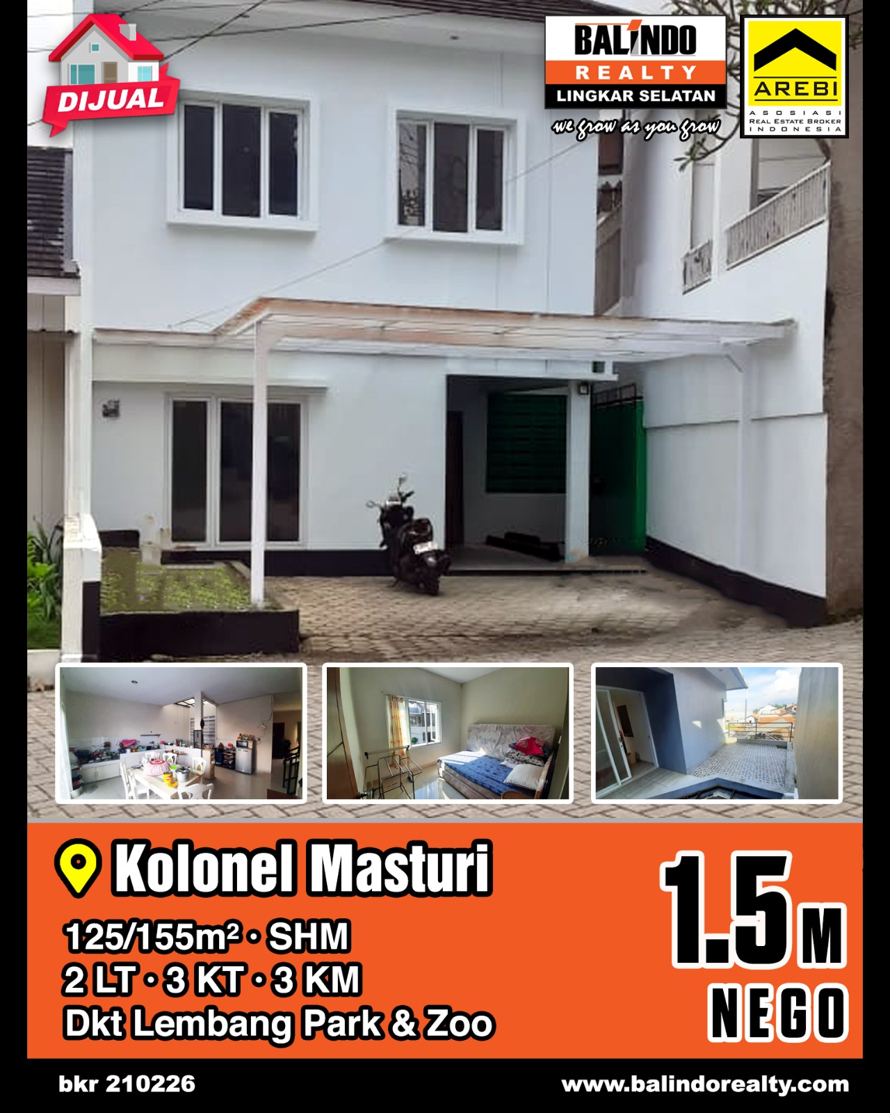 Dijual Rumah 2Lantai dekat Lembang Park & Zoo di Kolonel Masturi