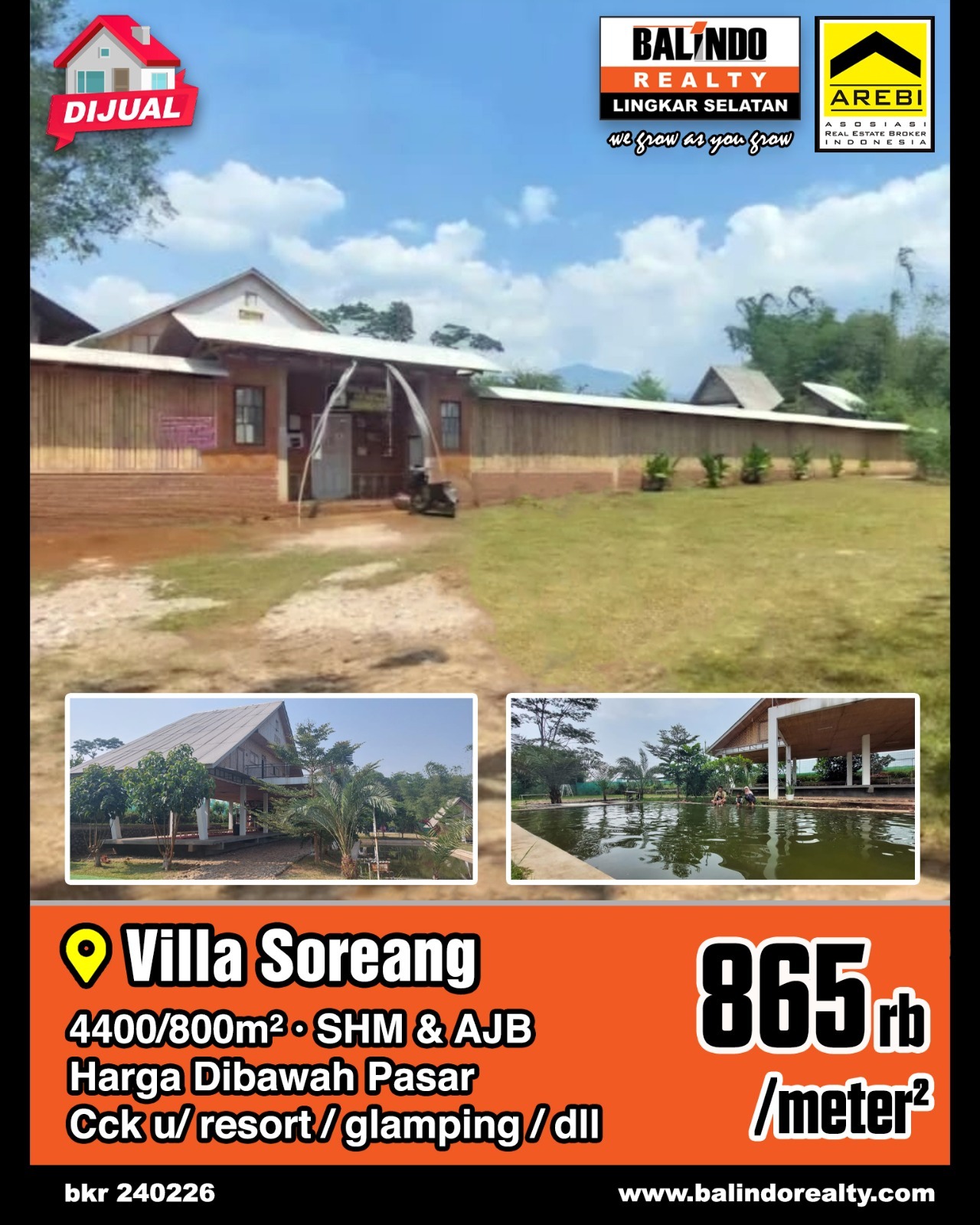 Dijual Villa Harga dibawah Pasar Cocok Untuk Resort di Soreang