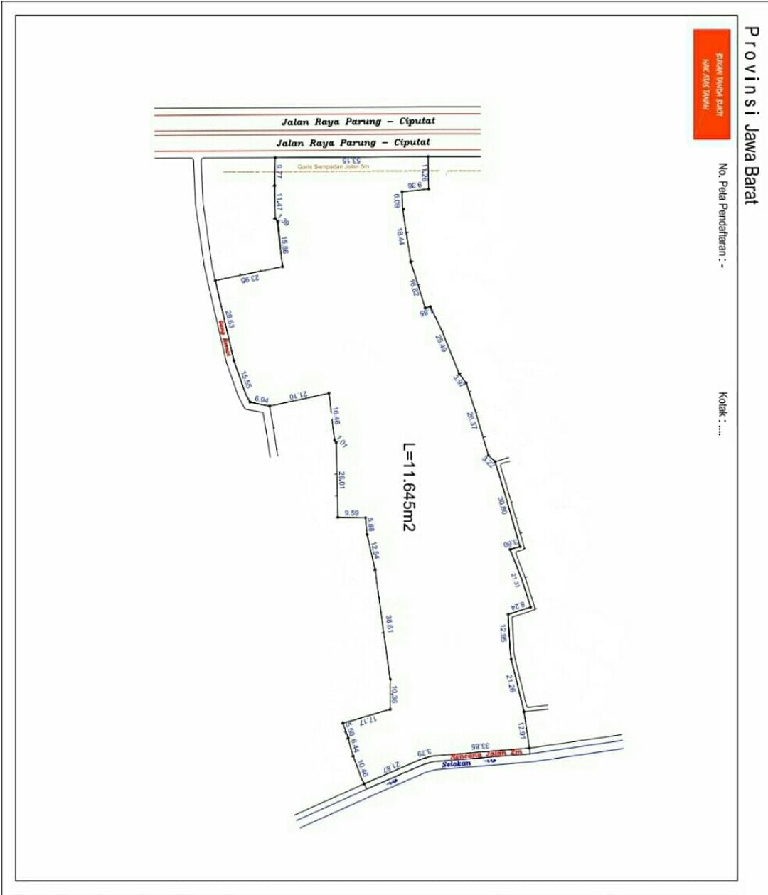 Jual tanah komersil 1.1 hektaran dibawah Njop