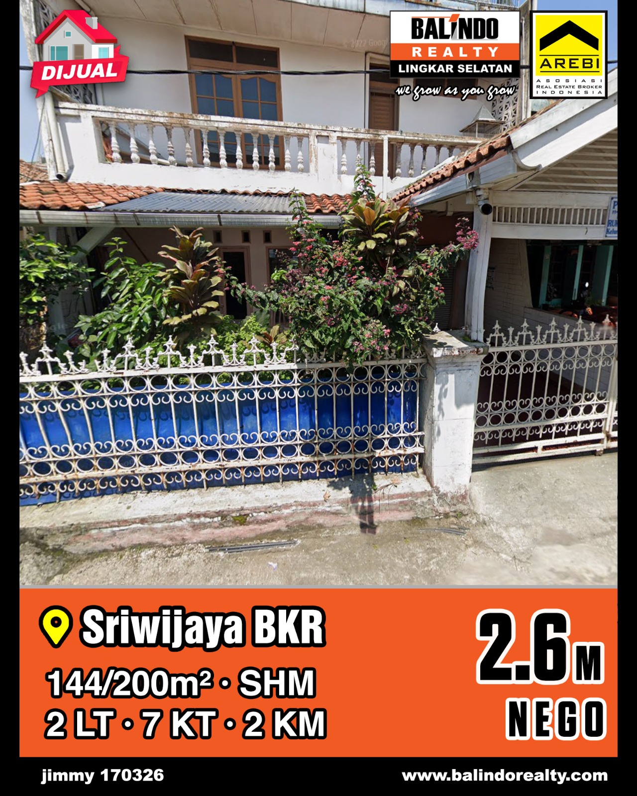 Dijual Rumah Strategis Tengah Kota di Sriwijaya BKR