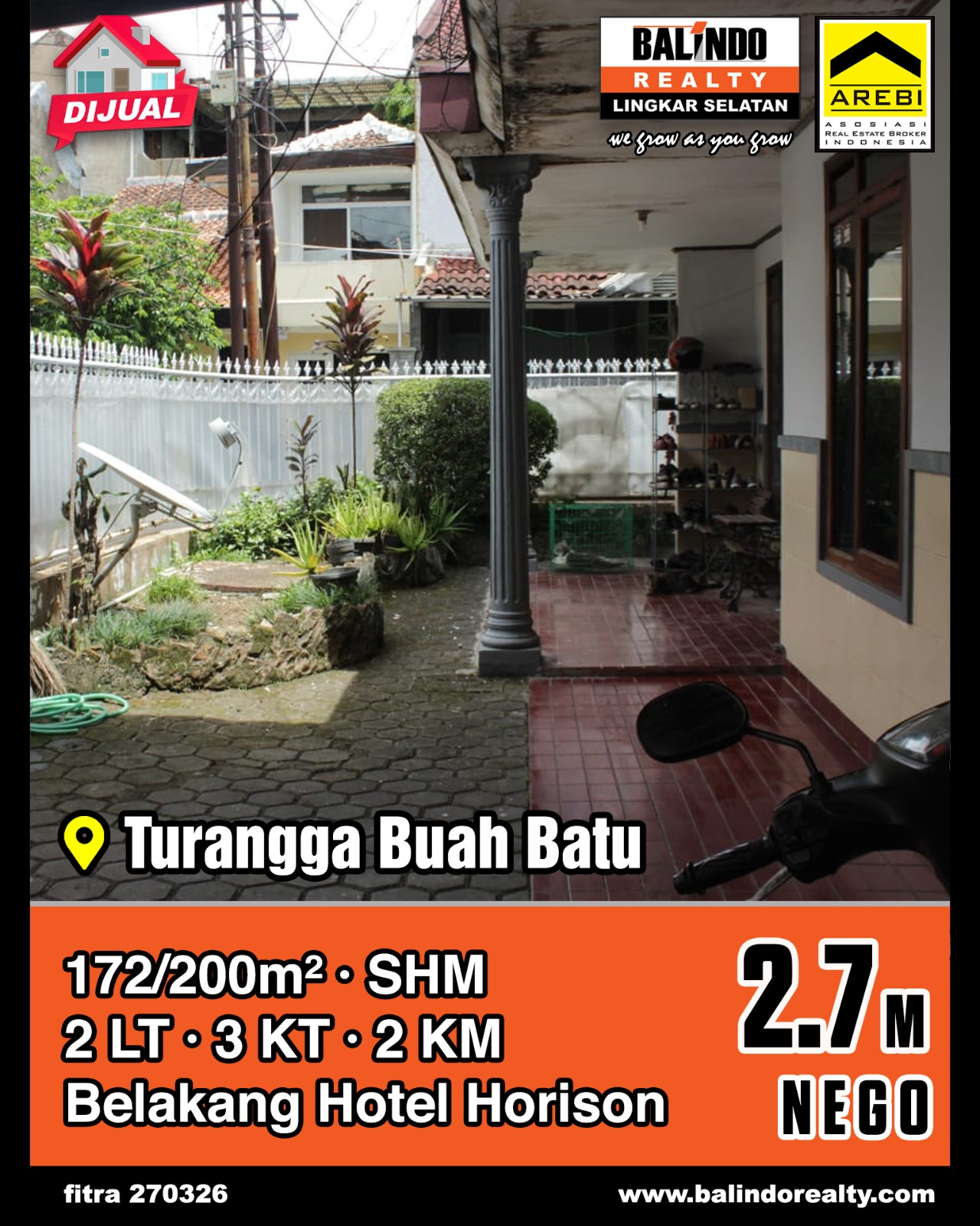 Dijual Rumah Nyaman Belakang Hotel Horison di Turangga Buahbatu