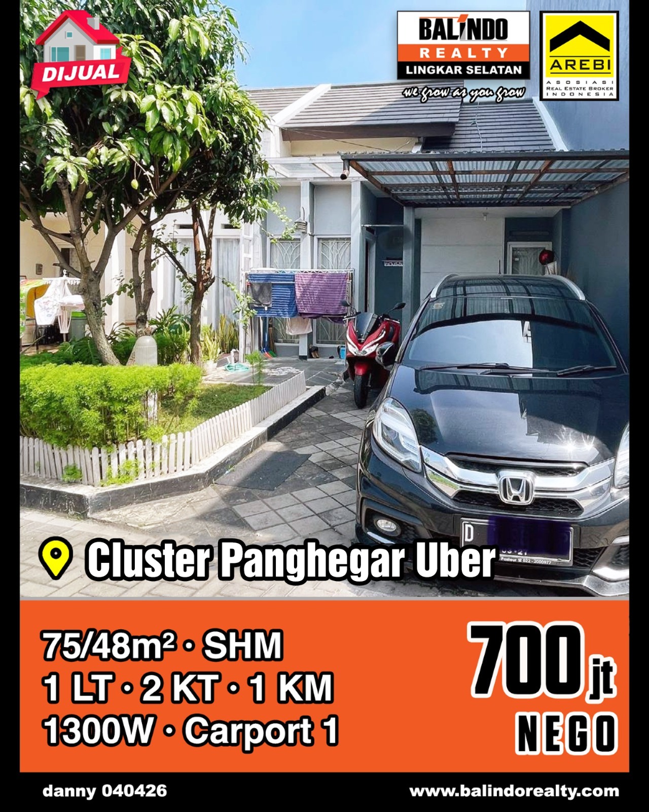 Dijual Rumah Nyaman 1 Lantai di Cluster Panghegar Uber