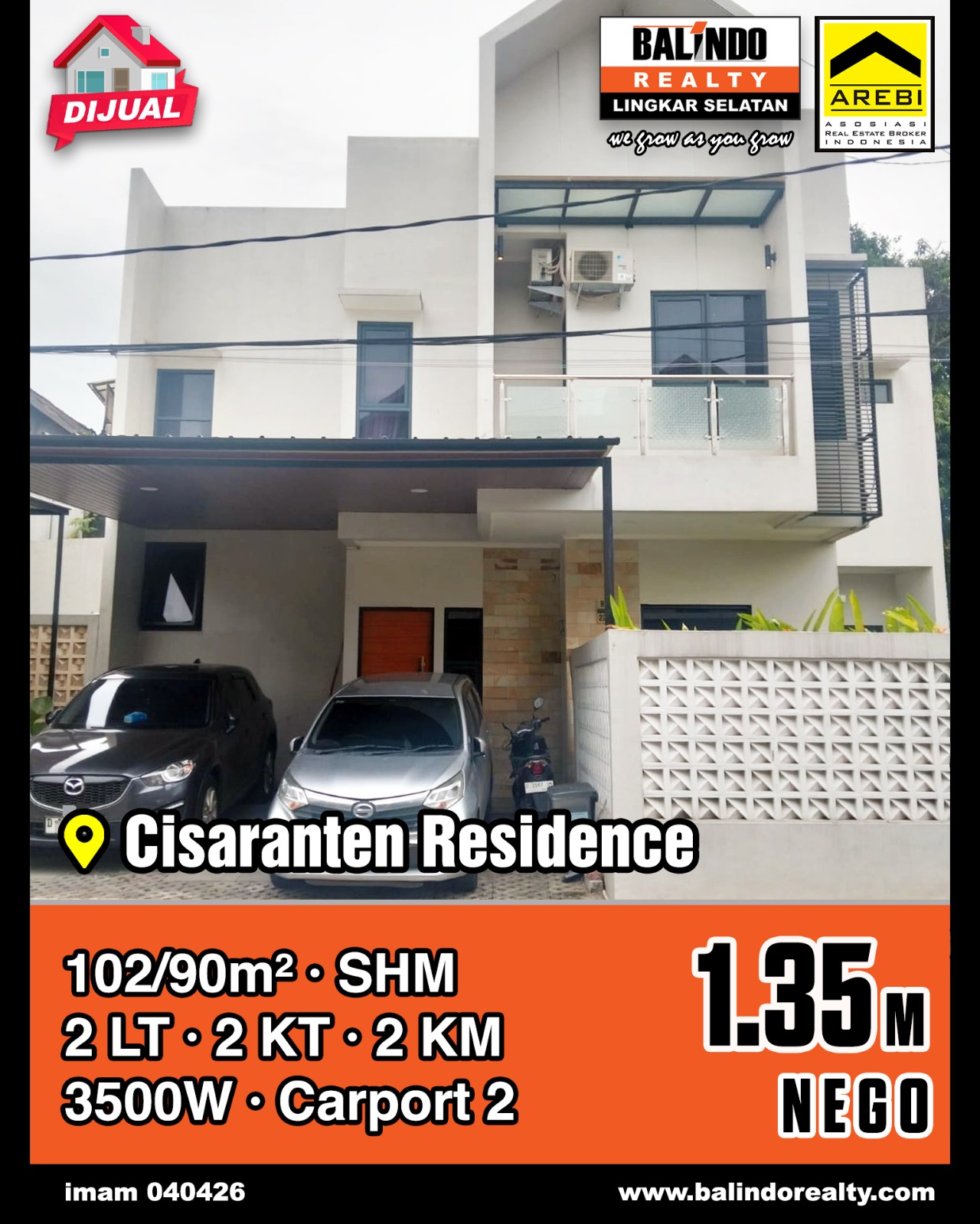 Dijual Rumah MInimalis 2 Lantai di Cisaranten Residence
