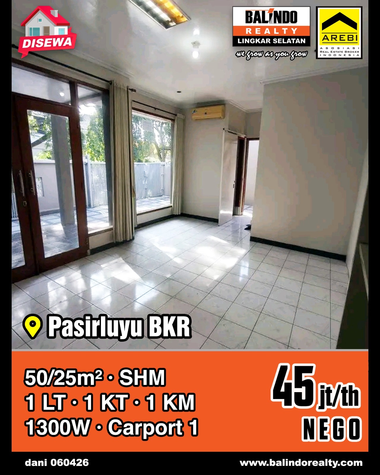 Disewakan Rumah Lokasi Strategis Tengah Kota di Pasirluyu BKR