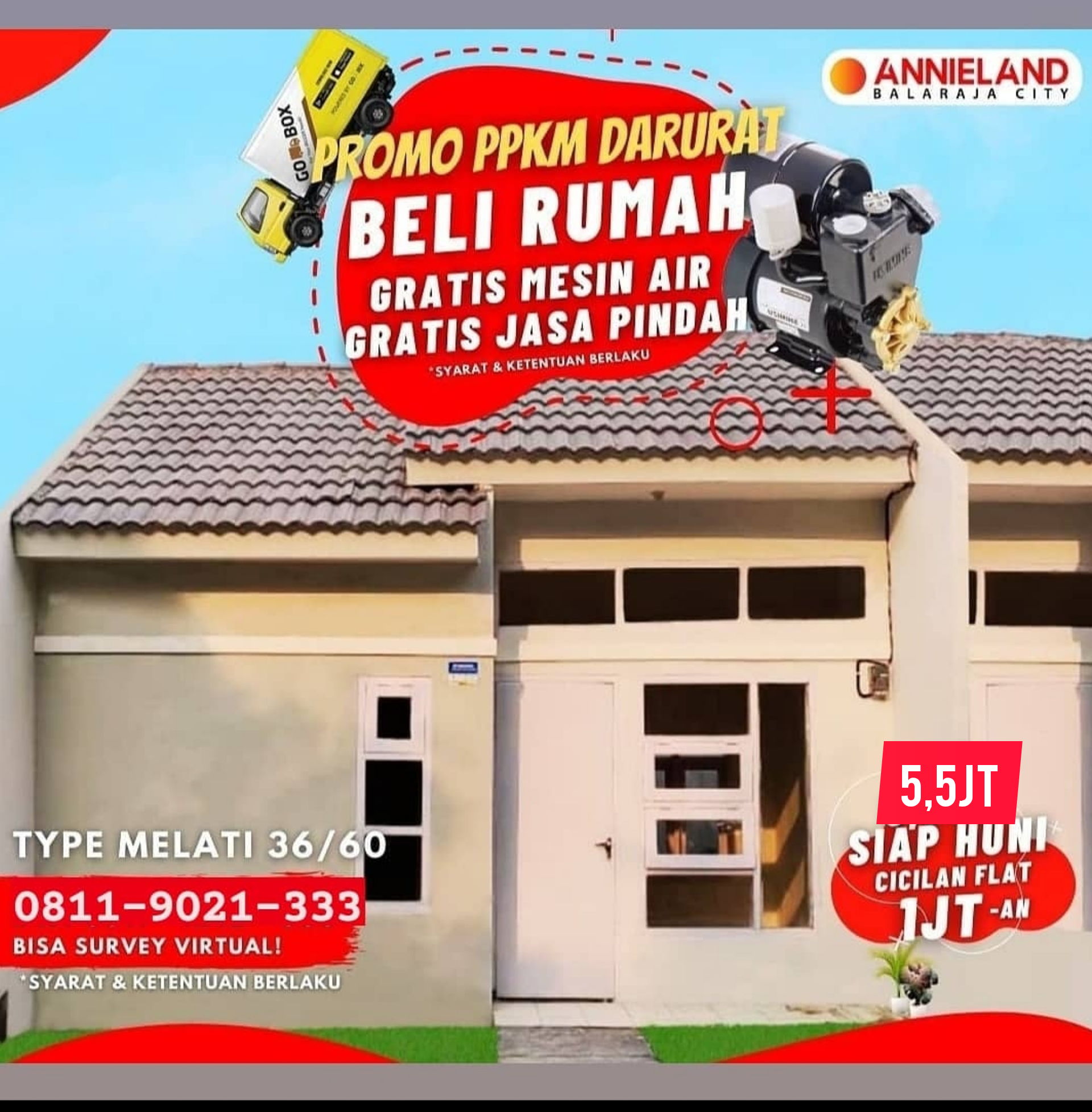 Rumah Subsidi Dekat Stasiun Tangerang Cicilan 1juta Flat