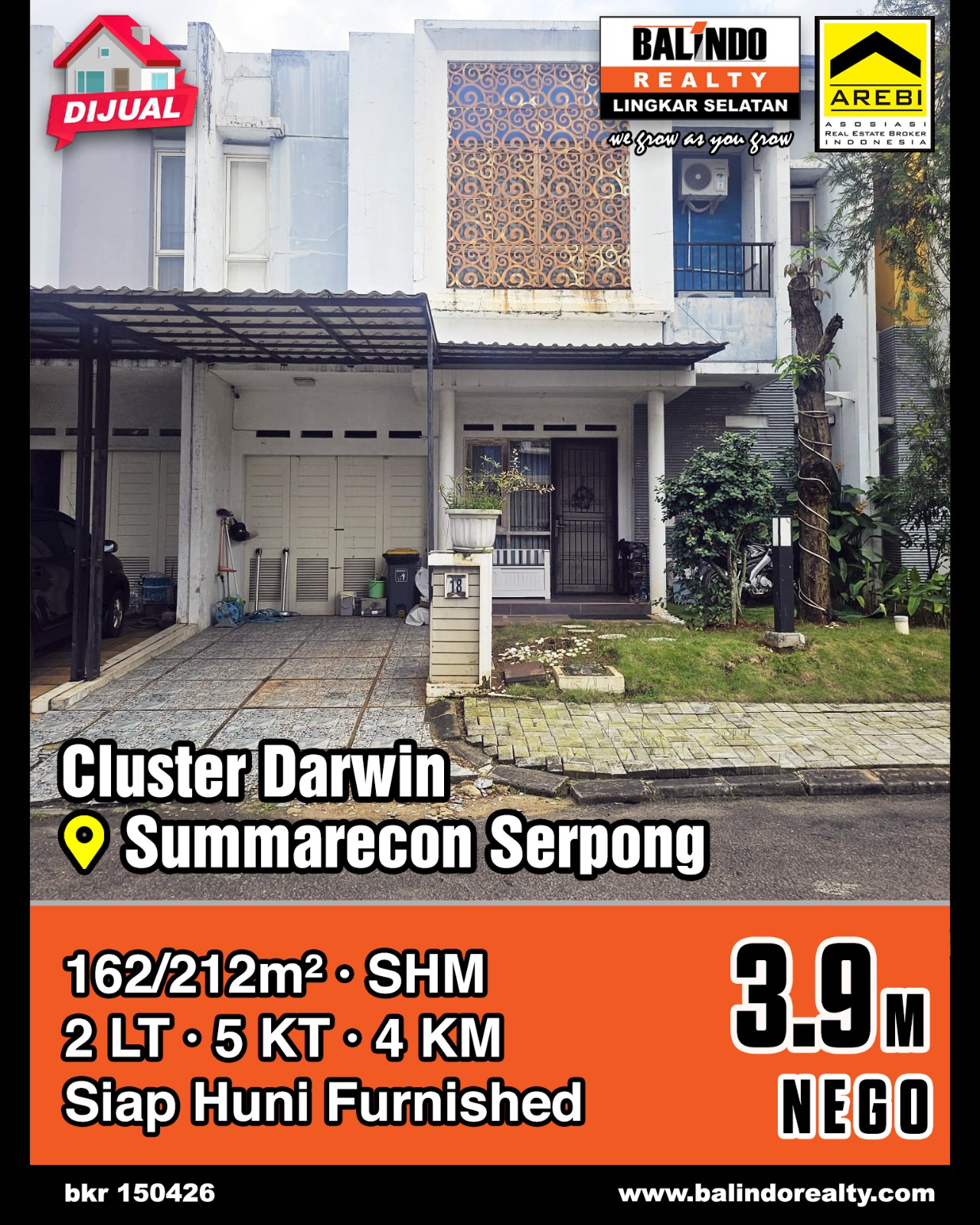 Dijual Rumah 2 Lantai Siap Huni Furnished di Cluster Darwin