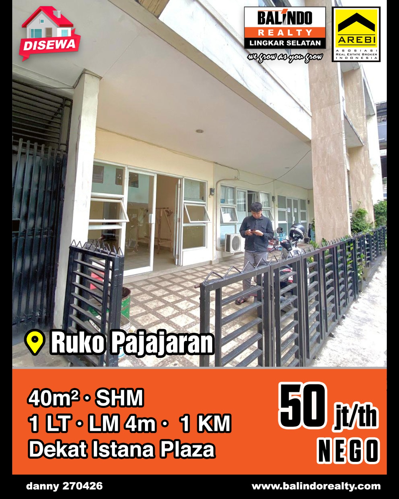 Disewakan Ruko 1 Lantai Dekat Istana Plaza di Pajajaran