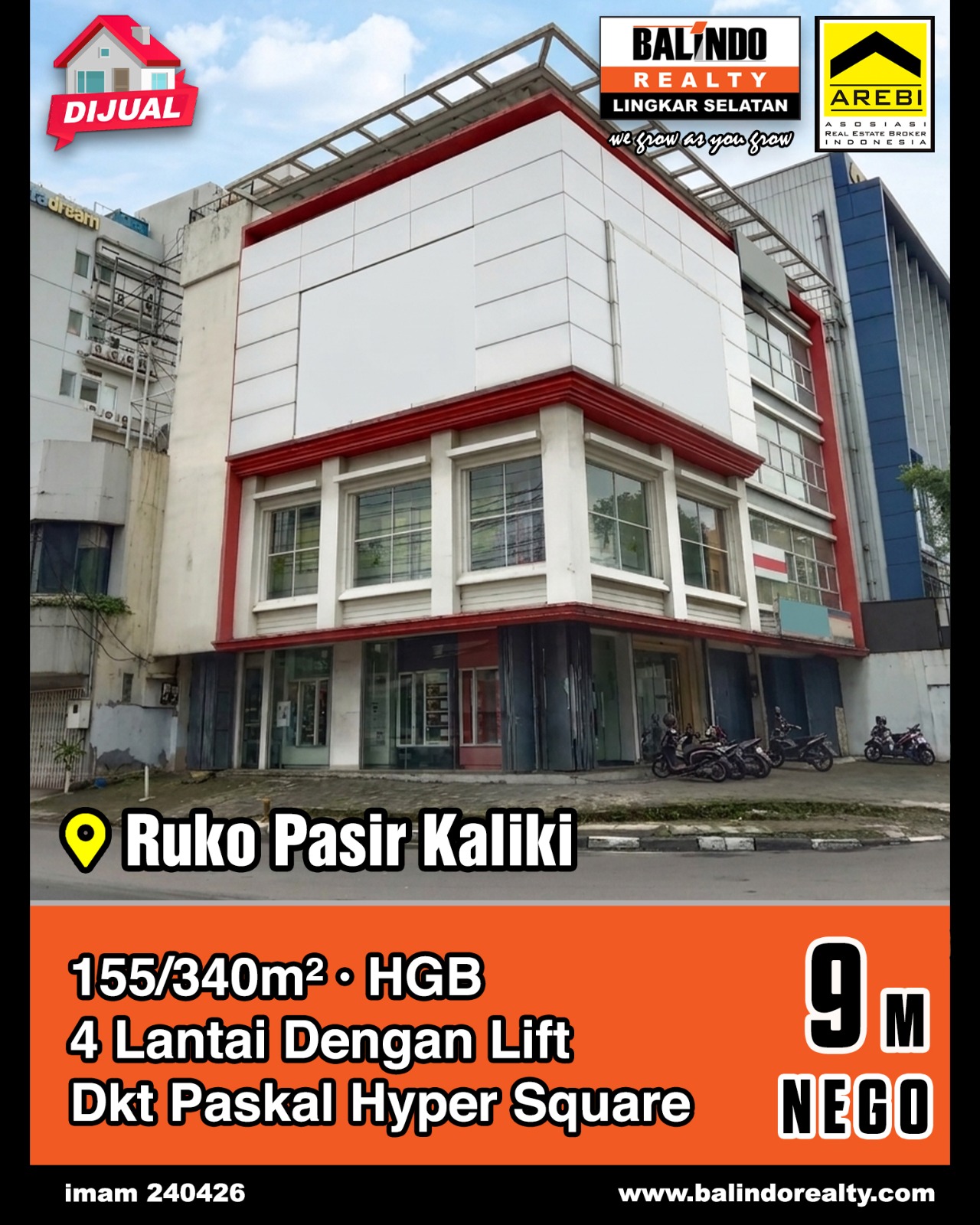 Dijual Ruko 4Lantai Dengan Lift dkt Paskal Hyper Square diPaskal