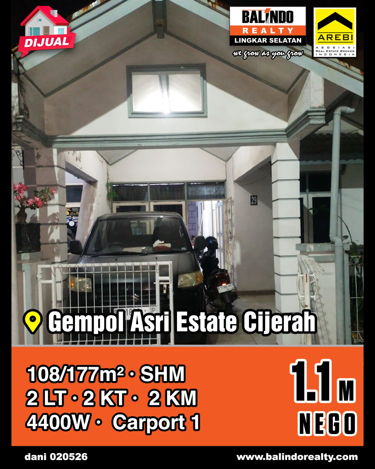 Dijual Rumah Nyaman 2 Lantai di Gempol Asri Estate Cijerah