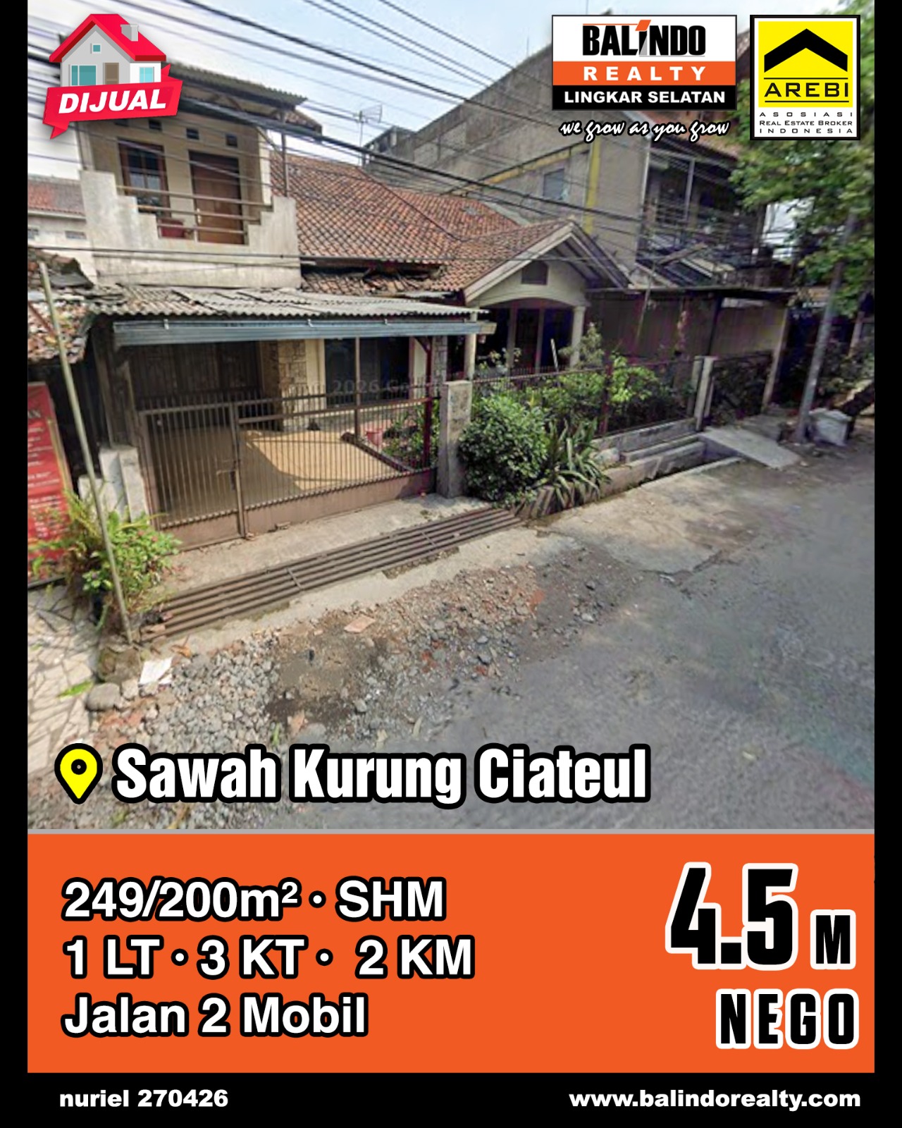 Dijual Rumah Lokasi Strategis TengahKota di Sawah Kurung Ciateul