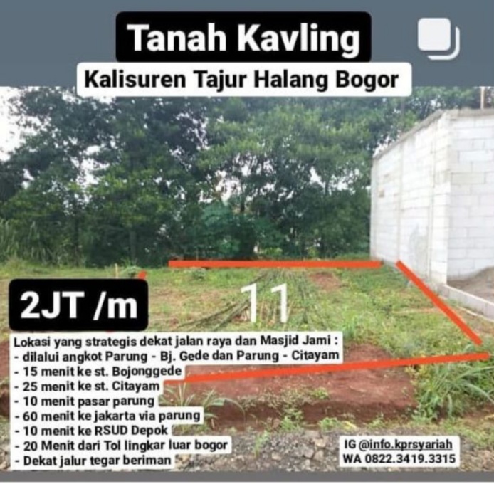 Tanah kavling perumahan Islami Kalisuren Tajurhalang Bogor