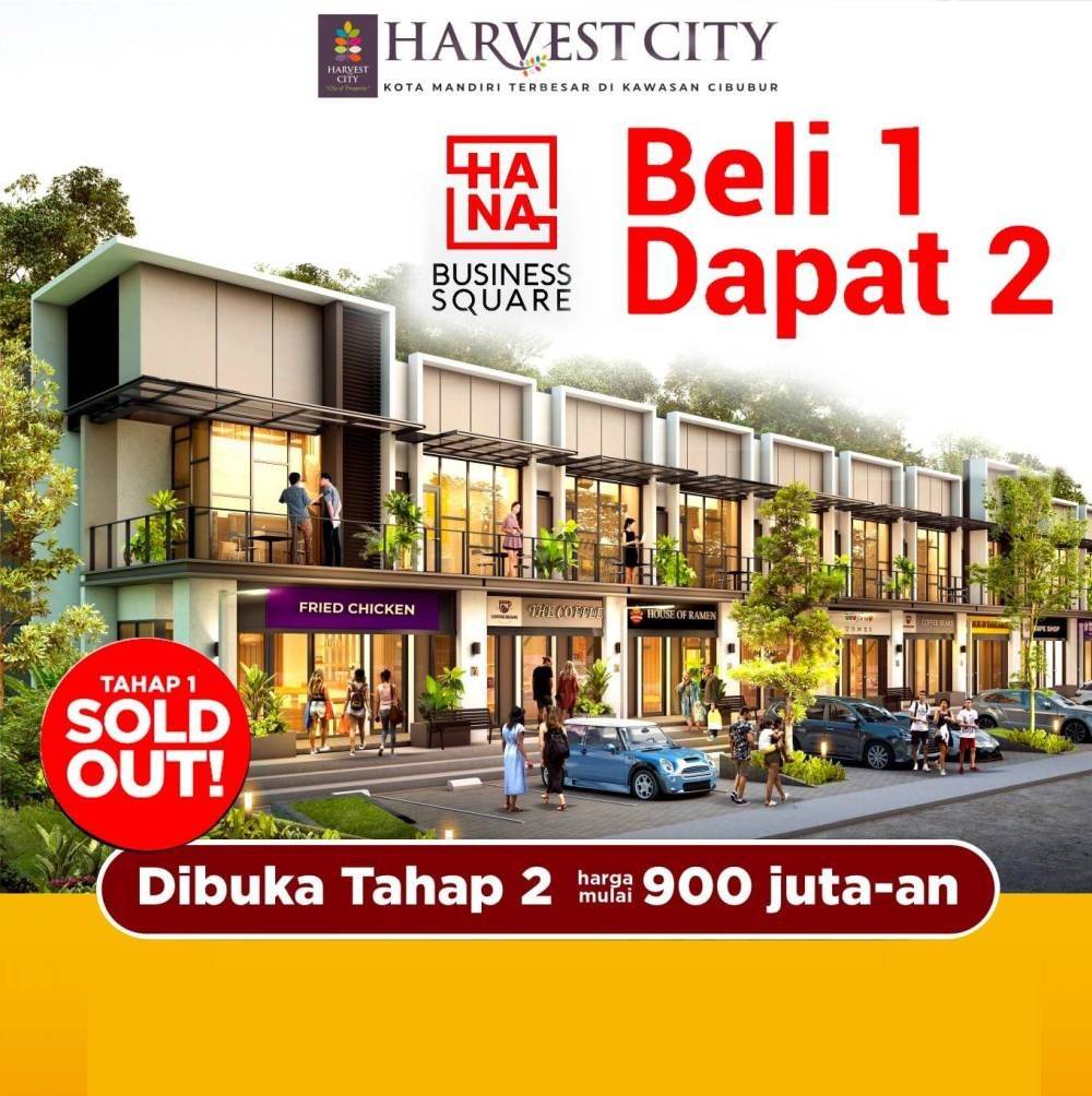 Ruko Buy 1 Get 2 mulai 900 jutaan Harvest City Cibubur Cileungsi