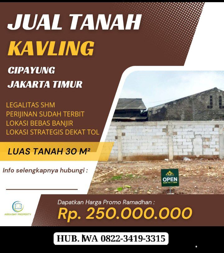 Tanah Kavling dekat pintu tol Cilangkap Jakarta Timur