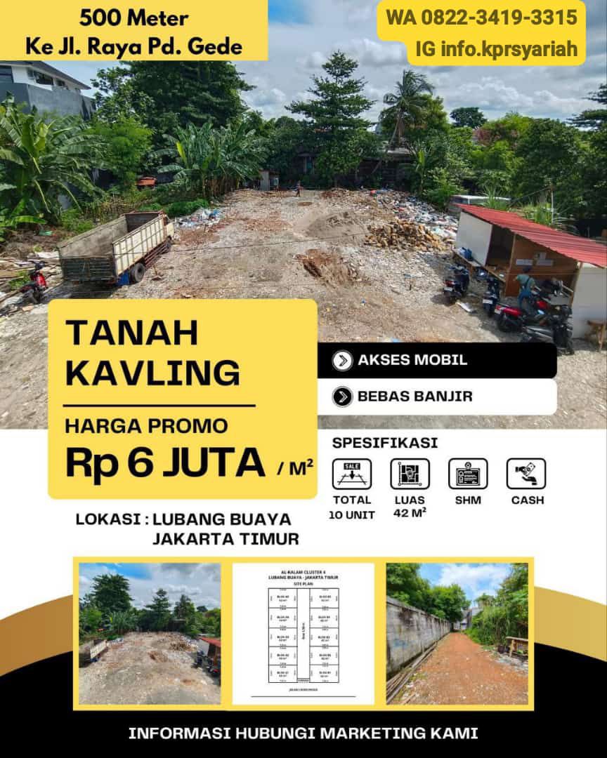 Tanah Kavling Lubang Buaya dekat jalan Raya Pondok Gede