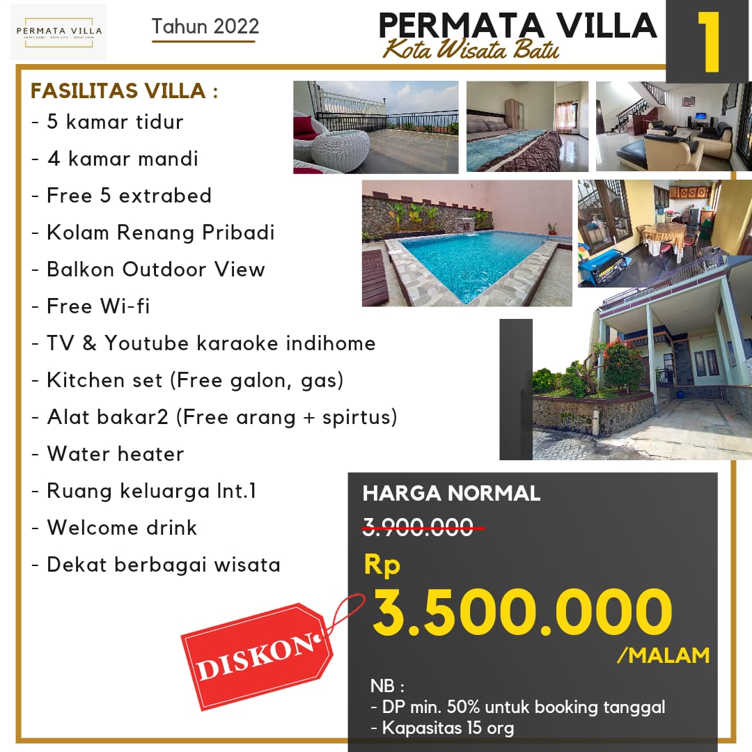 Disewakan Villa di Kawasan Wisata Kota Batu [HARGA PER MALAM]